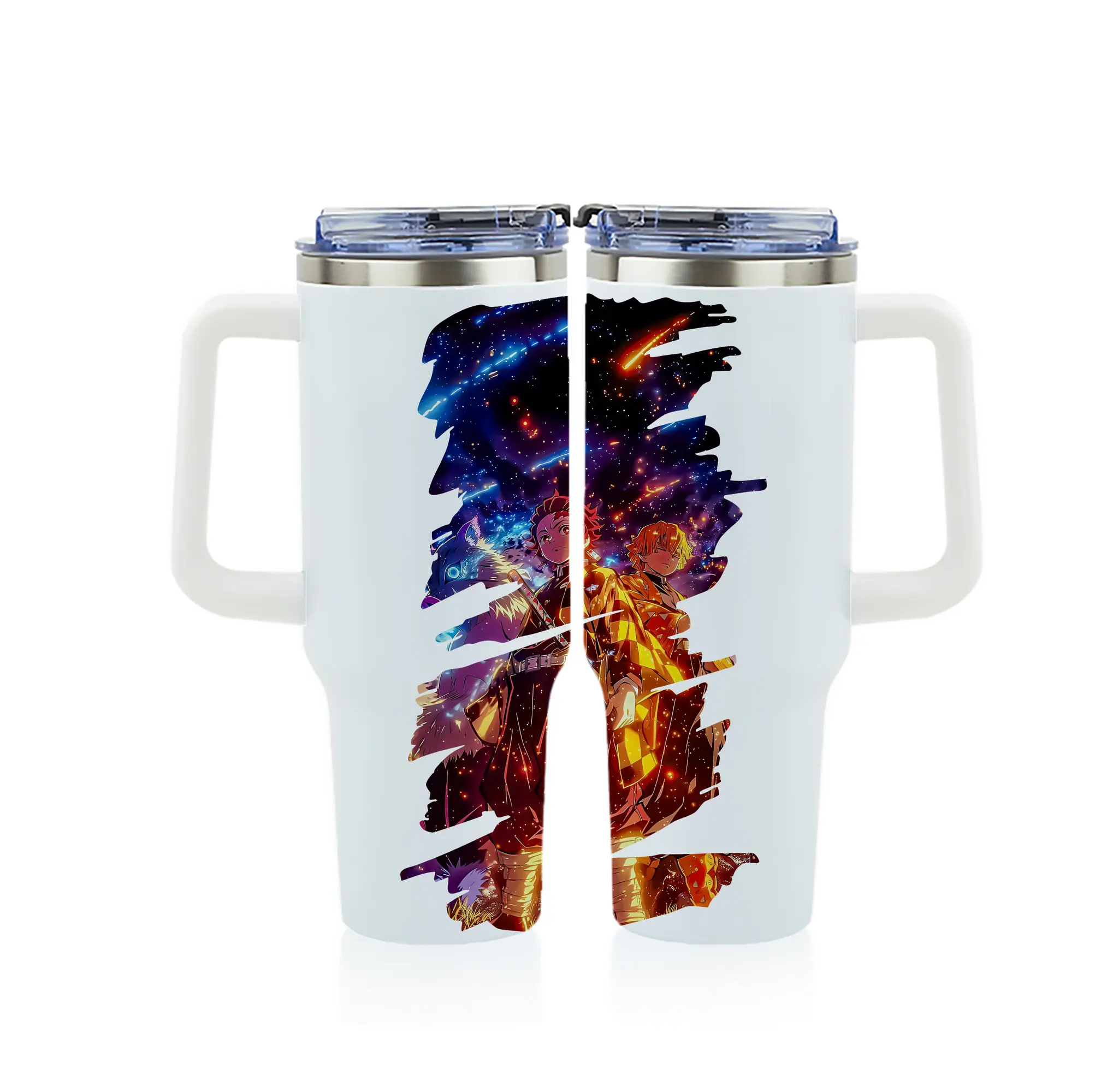 鬼滅の刃 グッズ,竈門 炭治郎 - 1200mL フルプリント車用タンブラー ・ 304ステンレス 内側 ・ 201ステンレス 外側 ・ 保温 保冷 ・ 通勤 ドライブ アウトドア用