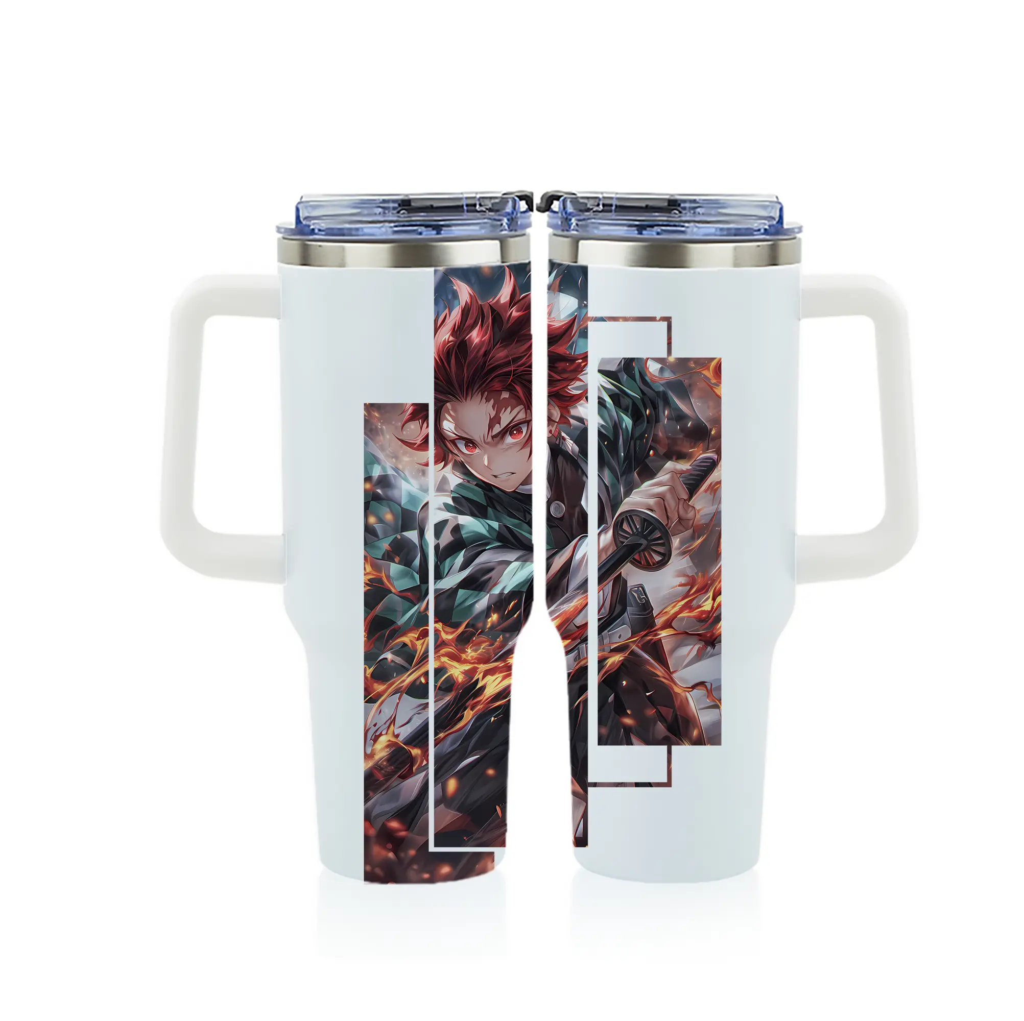 鬼滅の刃 グッズ,竈門 炭治郎 - 1200mL フルプリント車用タンブラー ・ 304ステンレス 内側 ・ 201ステンレス 外側 ・ 保温 保冷 ・ 通勤 ドライブ アウトドア用