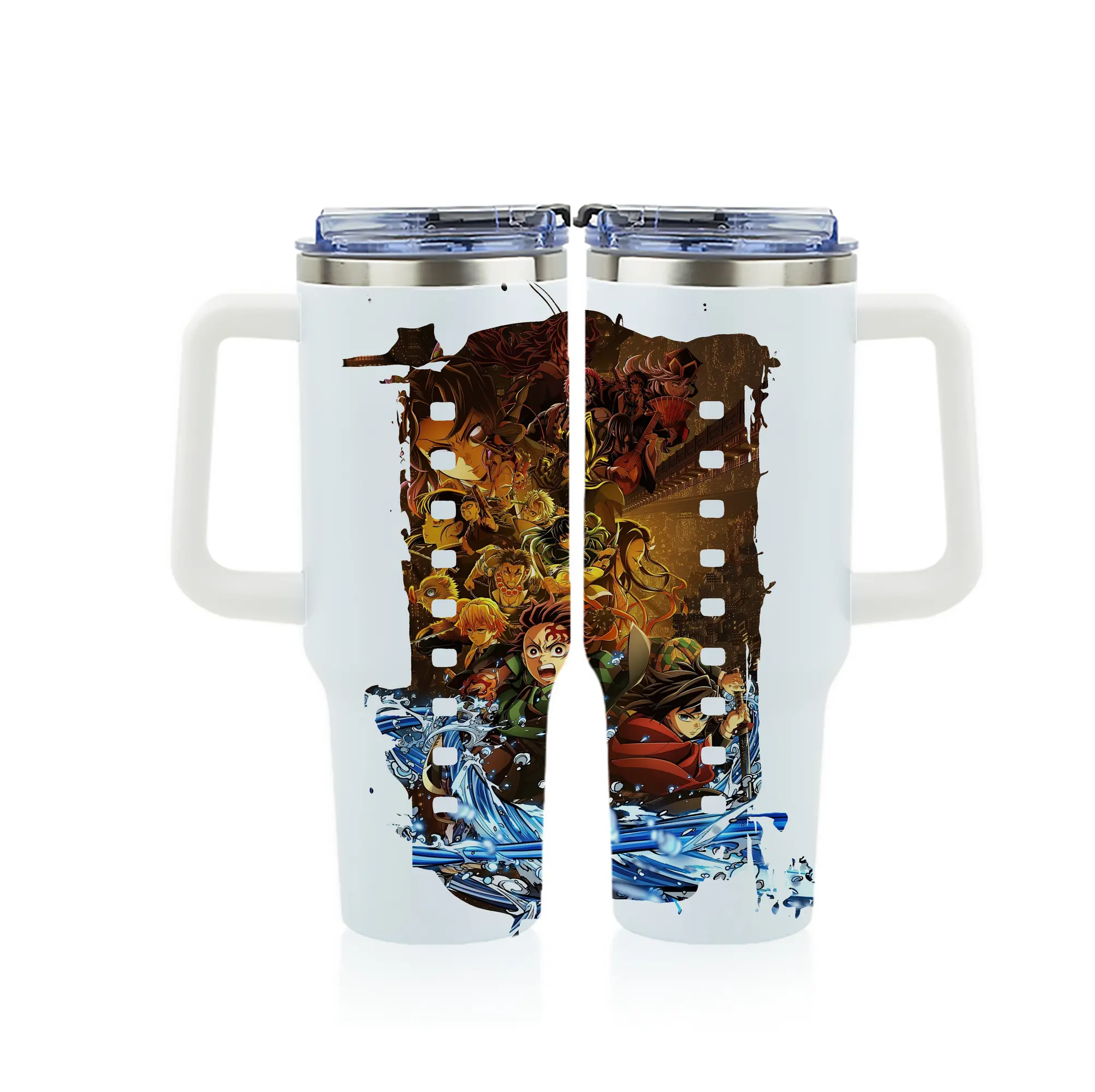 鬼滅の刃 グッズ,竈門 炭治郎 - 1200mL フルプリント車用タンブラー ・ 304ステンレス 内側 ・ 201ステンレス 外側 ・ 保温 保冷 ・ 通勤 ドライブ アウトドア用