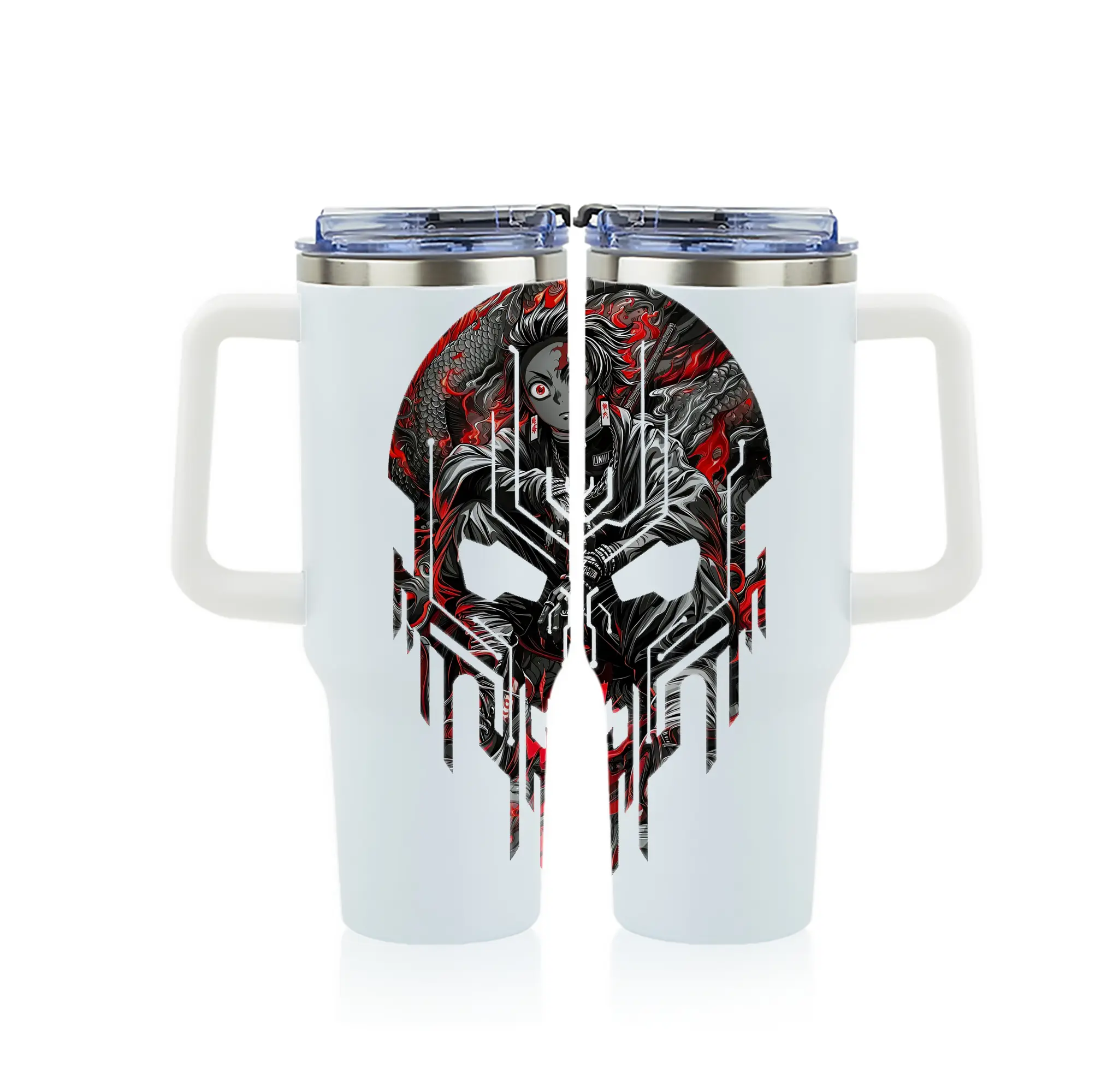 鬼滅の刃 グッズ,竈門 炭治郎 - 1200mL フルプリント車用タンブラー ・ 304ステンレス 内側 ・ 201ステンレス 外側 ・ 保温 保冷 ・ 通勤 ドライブ アウトドア用