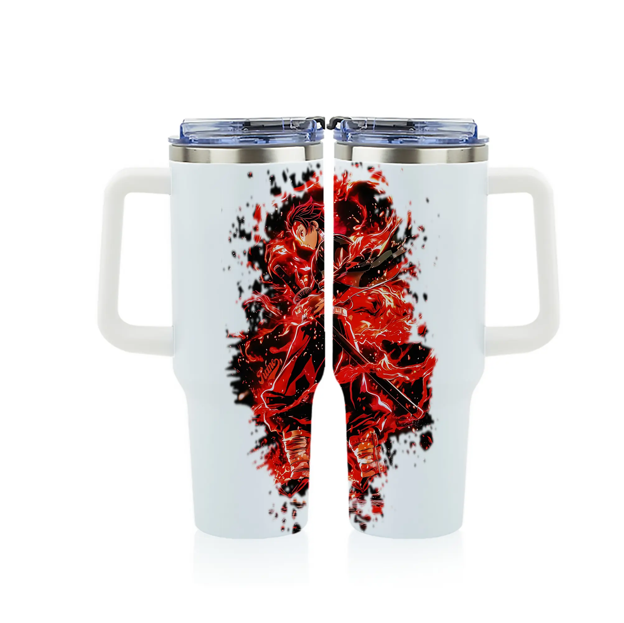 鬼滅の刃 グッズ,竈門 炭治郎 - 1200mL フルプリント車用タンブラー ・ 304ステンレス 内側 ・ 201ステンレス 外側 ・ 保温 保冷 ・ 通勤 ドライブ アウトドア用