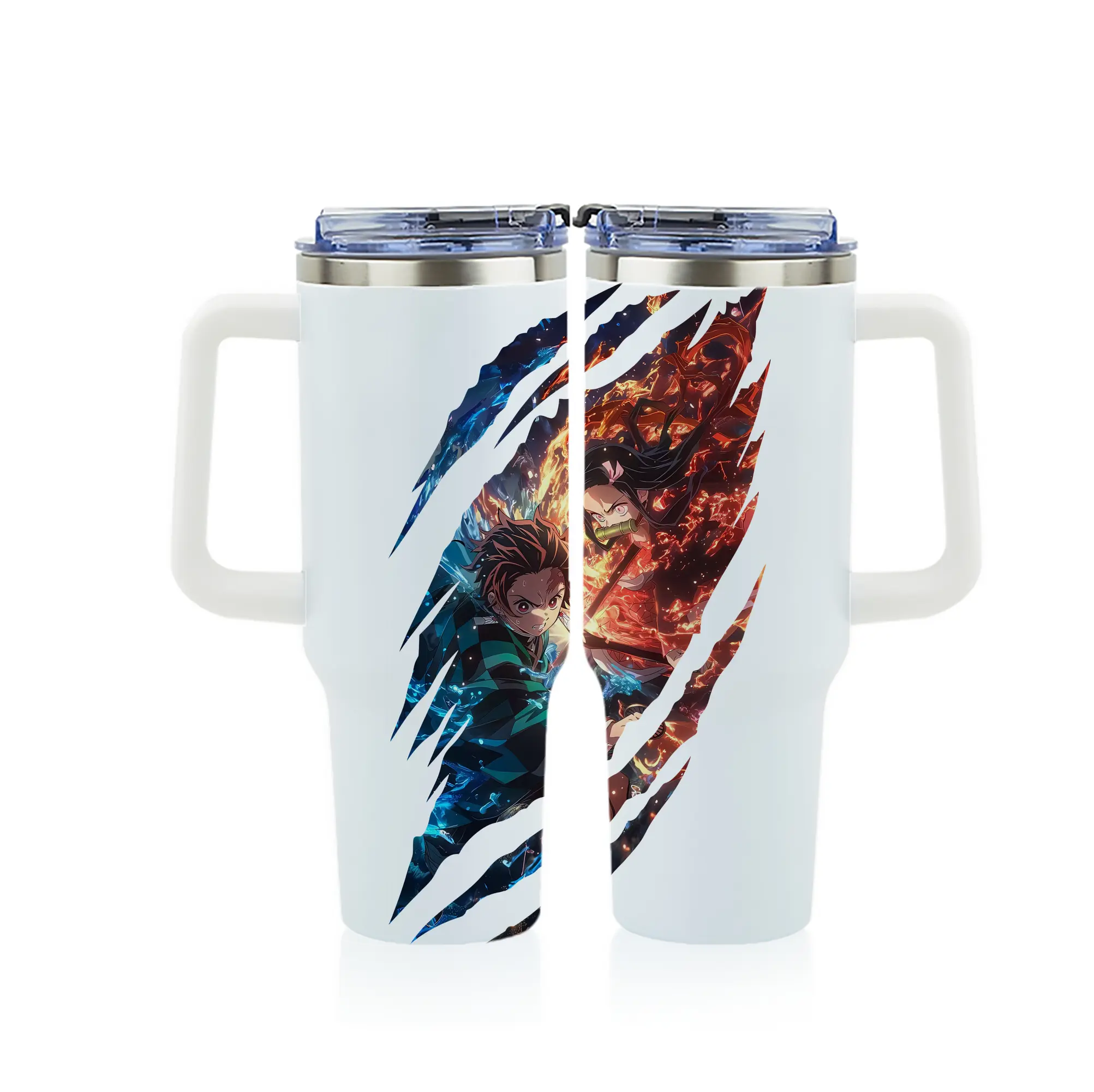 鬼滅の刃 グッズ,竈門 炭治郎 - 1200mL フルプリント車用タンブラー ・ 304ステンレス 内側 ・ 201ステンレス 外側 ・ 保温 保冷 ・ 通勤 ドライブ アウトドア用