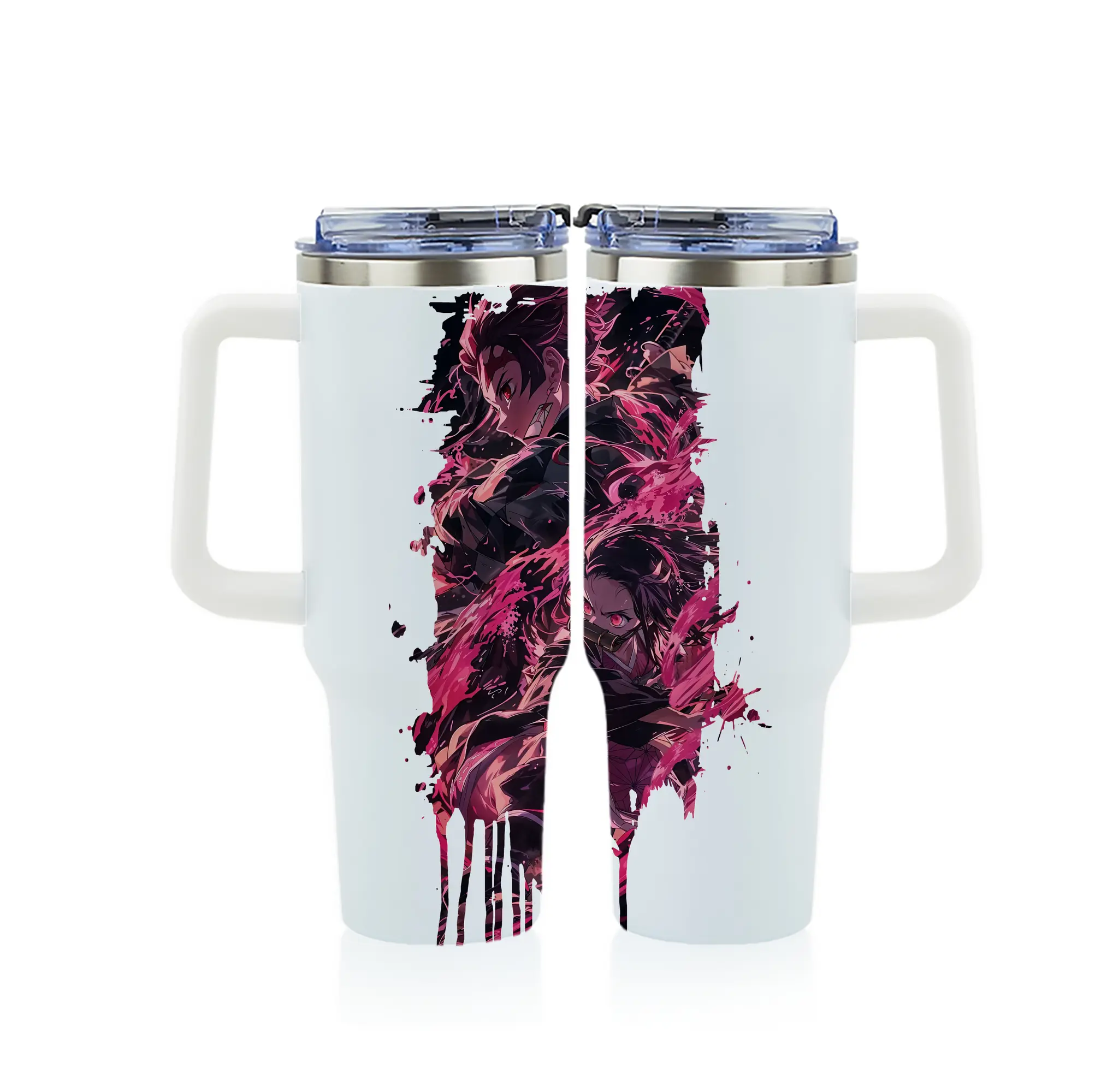 鬼滅の刃 グッズ,竈門 炭治郎 - 1200mL フルプリント車用タンブラー ・ 304ステンレス 内側 ・ 201ステンレス 外側 ・ 保温 保冷 ・ 通勤 ドライブ アウトドア用