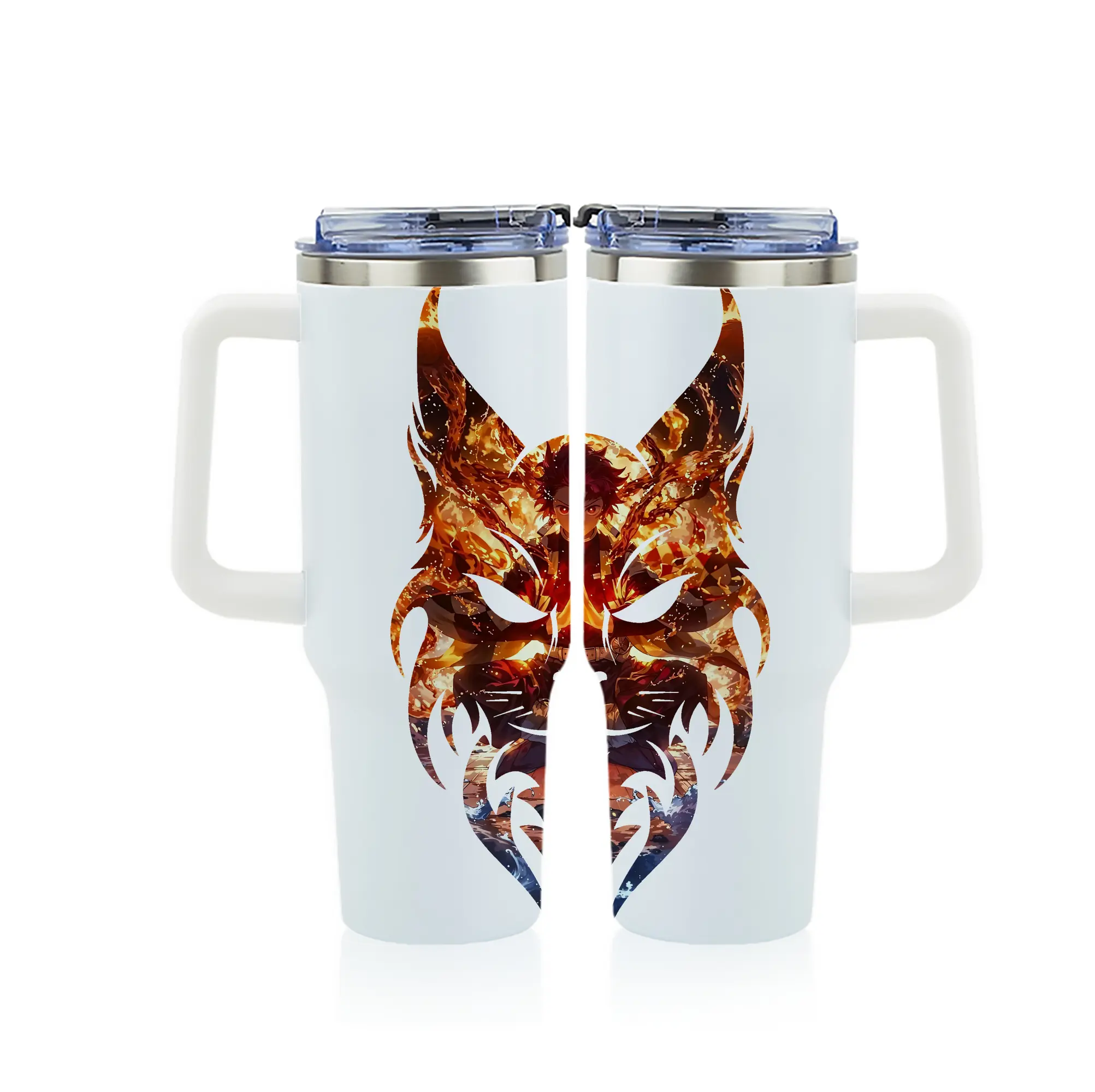 鬼滅の刃 グッズ,竈門 炭治郎 - 1200mL フルプリント車用タンブラー ・ 304ステンレス 内側 ・ 201ステンレス 外側 ・ 保温 保冷 ・ 通勤 ドライブ アウトドア用