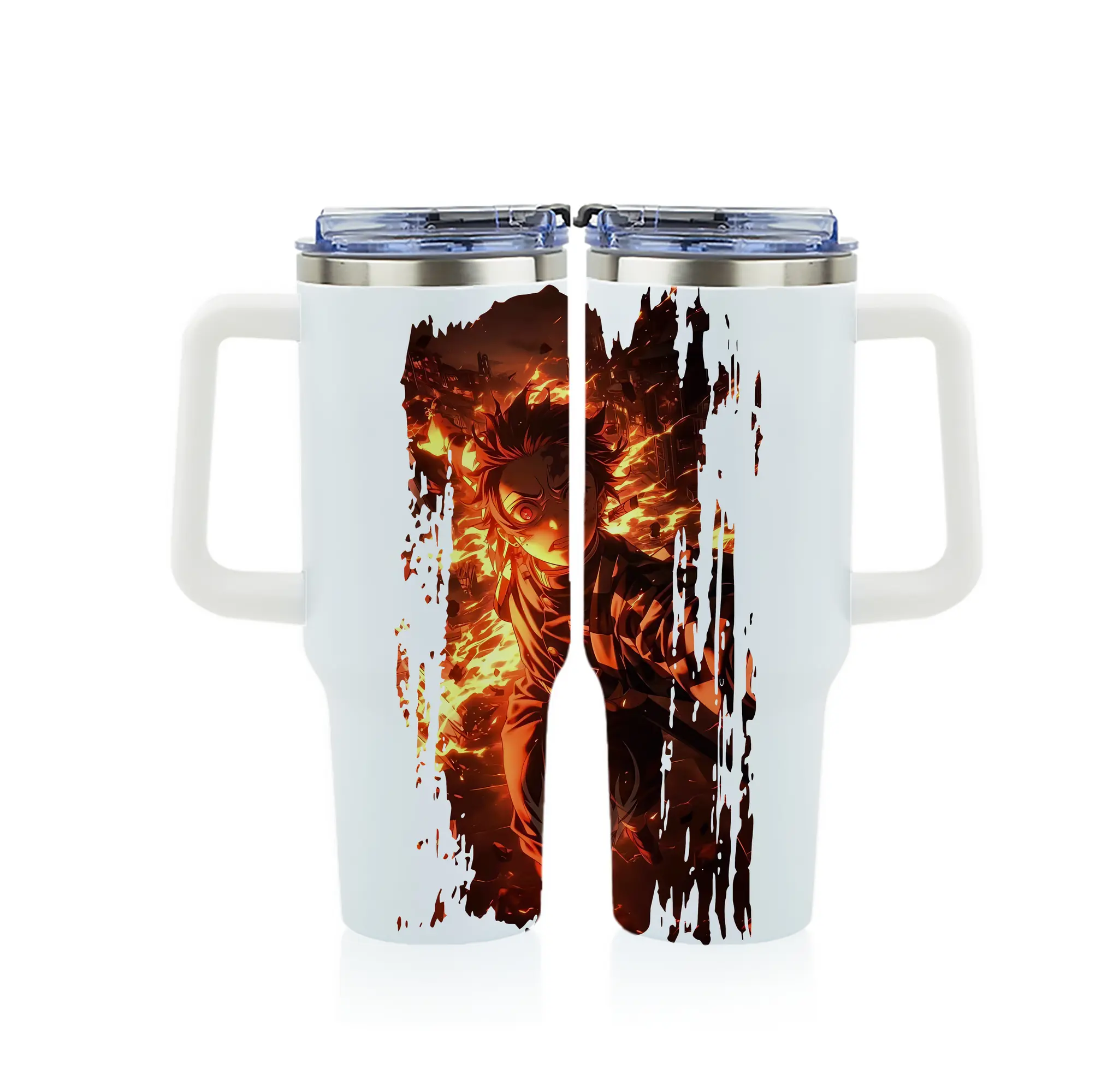 鬼滅の刃 グッズ,竈門 炭治郎 - 1200mL フルプリント車用タンブラー ・ 304ステンレス 内側 ・ 201ステンレス 外側 ・ 保温 保冷 ・ 通勤 ドライブ アウトドア用