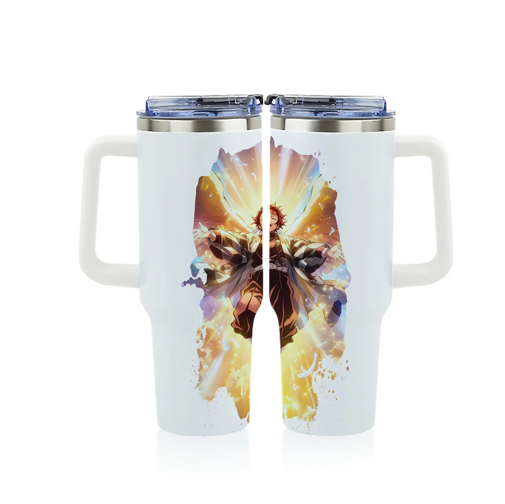 鬼滅の刃 グッズ,竈門 炭治郎 - 1200mL フルプリント車用タンブラー ・ 304ステンレス 内側 ・ 201ステンレス 外側 ・ 保温 保冷 ・ 通勤 ドライブ アウトドア用