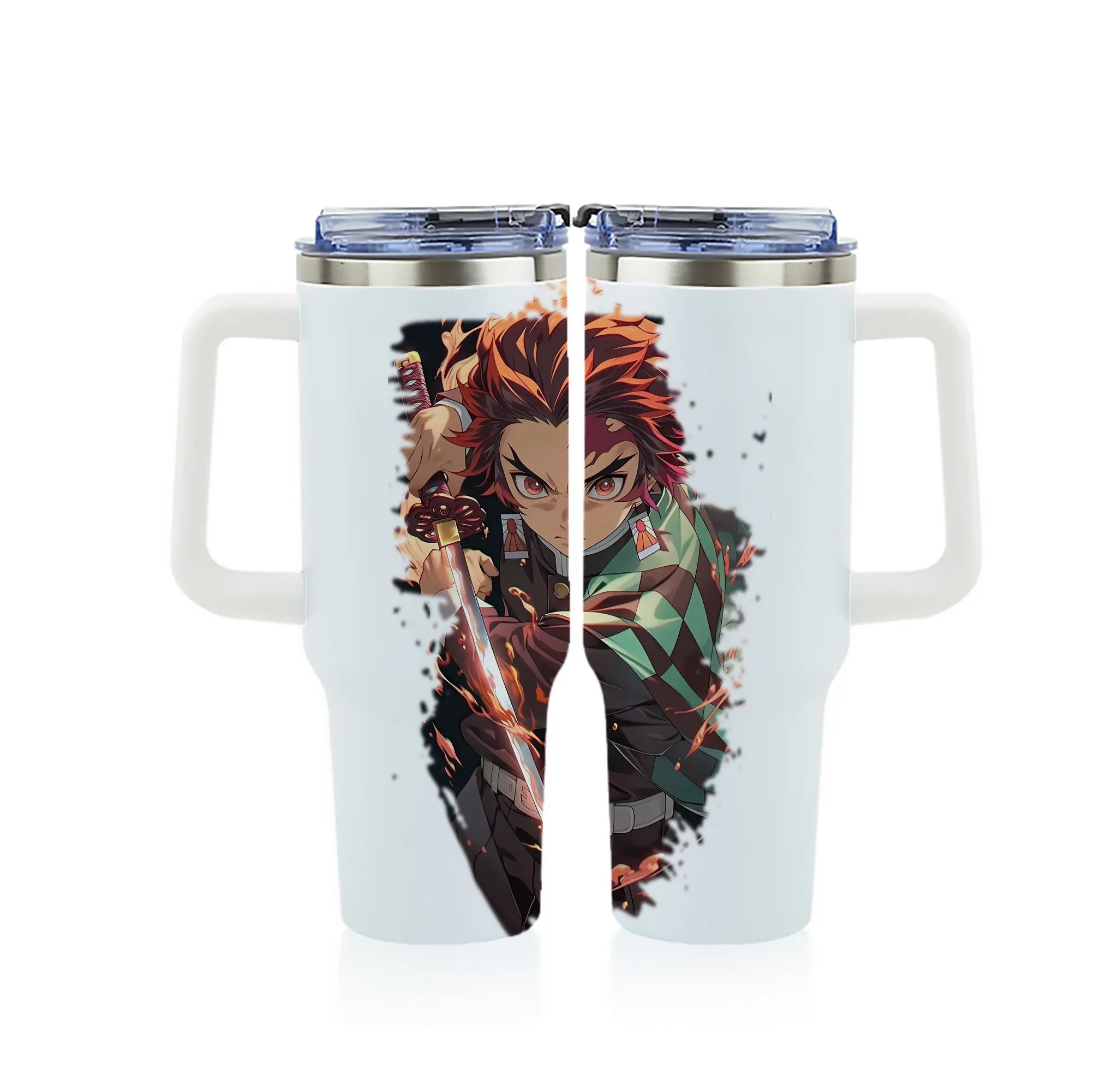 鬼滅の刃 グッズ,竈門 炭治郎 - 1200mL フルプリント車用タンブラー ・ 304ステンレス 内側 ・ 201ステンレス 外側 ・ 保温 保冷 ・ 通勤 ドライブ アウトドア用