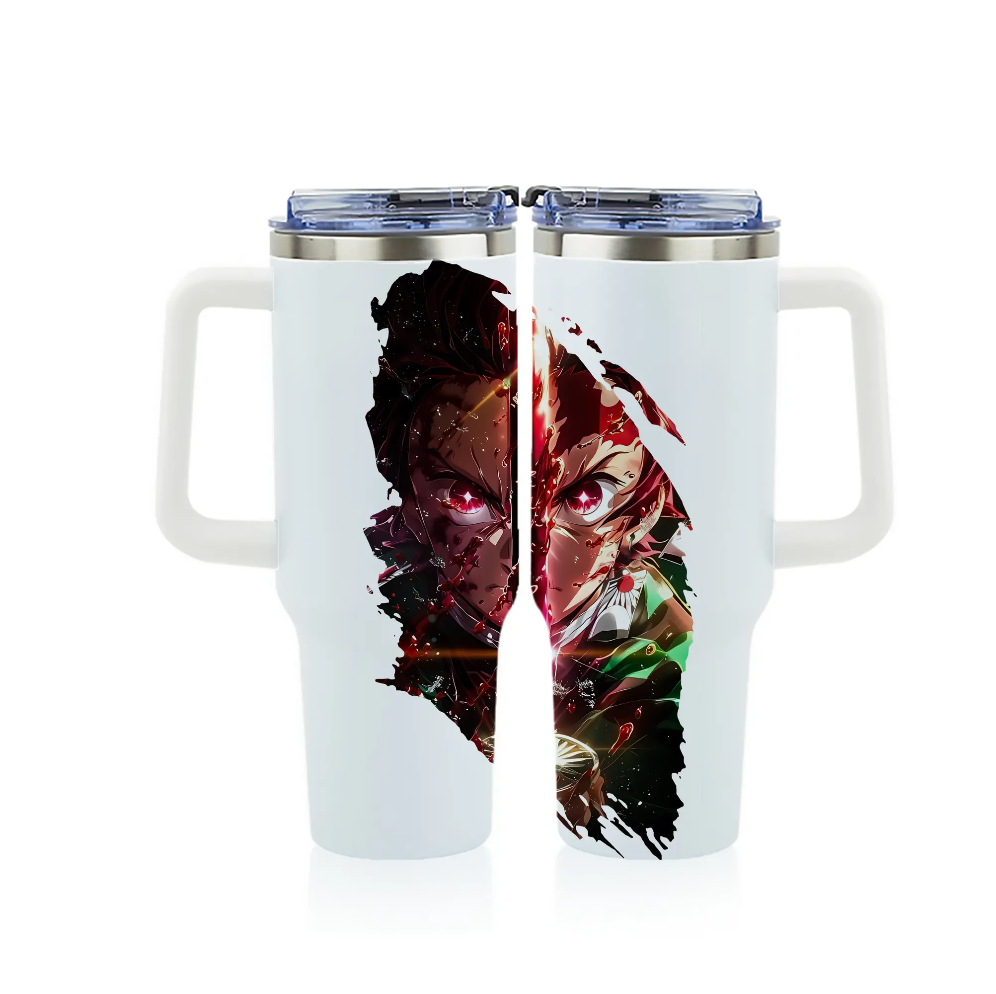 鬼滅の刃 グッズ,竈門 炭治郎 - 1200mL フルプリント車用タンブラー ・ 304ステンレス 内側 ・ 201ステンレス 外側 ・ 保温 保冷 ・ 通勤 ドライブ アウトドア用
