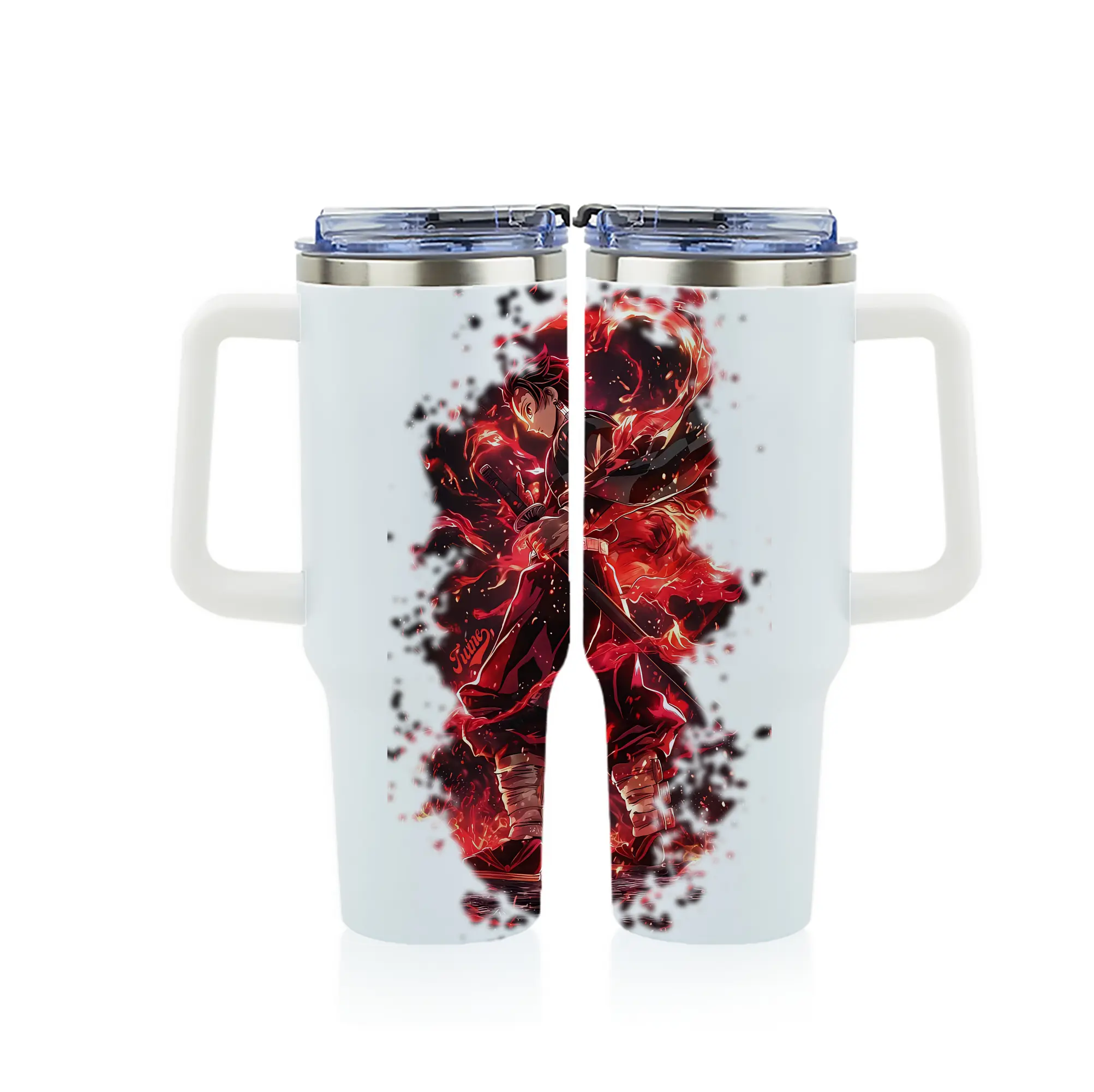 鬼滅の刃 グッズ,竈門 炭治郎 - 1200mL フルプリント車用タンブラー ・ 304ステンレス 内側 ・ 201ステンレス 外側 ・ 保温 保冷 ・ 通勤 ドライブ アウトドア用