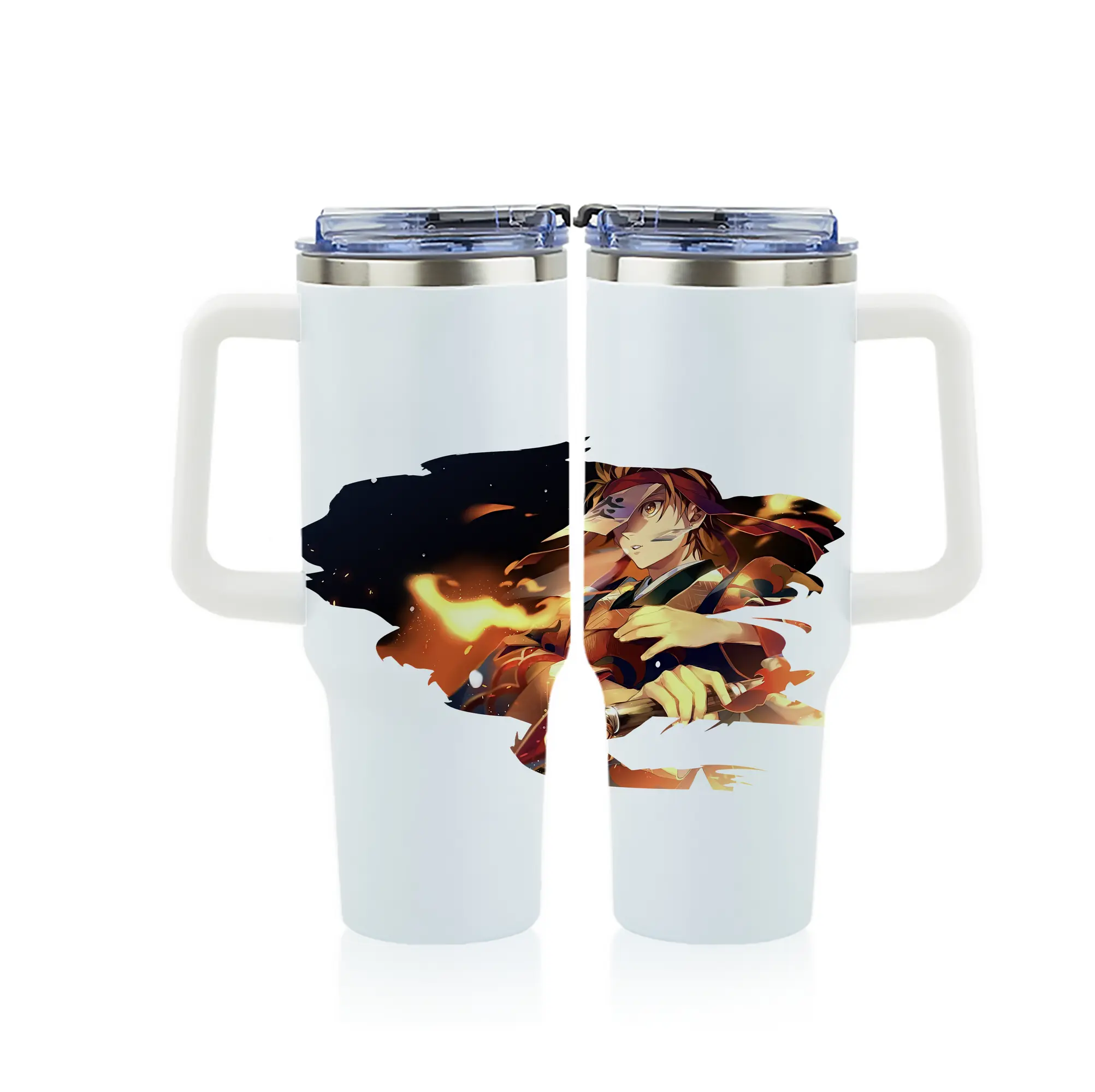 鬼滅の刃 グッズ,竈門 炭治郎 - 1200mL フルプリント車用タンブラー ・ 304ステンレス 内側 ・ 201ステンレス 外側 ・ 保温 保冷 ・ 通勤 ドライブ アウトドア用