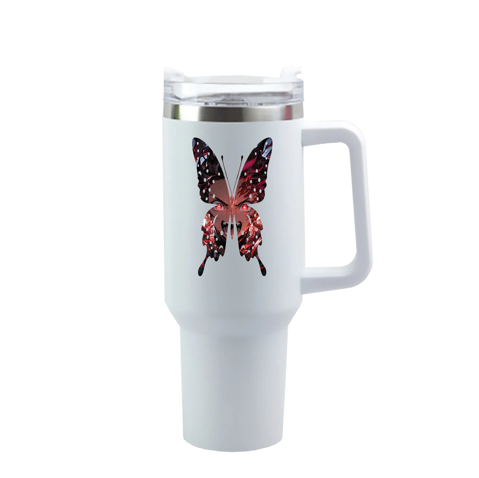 鬼滅の刃 グッズ,竈門 炭治郎 - 1200mL 車用タンブラー ・ クリスタルステッカー ・ 304ステンレス 内側 ・ 201ステンレス 外側 ・ 保温 保冷 ・ ハンドル＆ストロー付き ・ 通勤 ドライブ アウトドア用