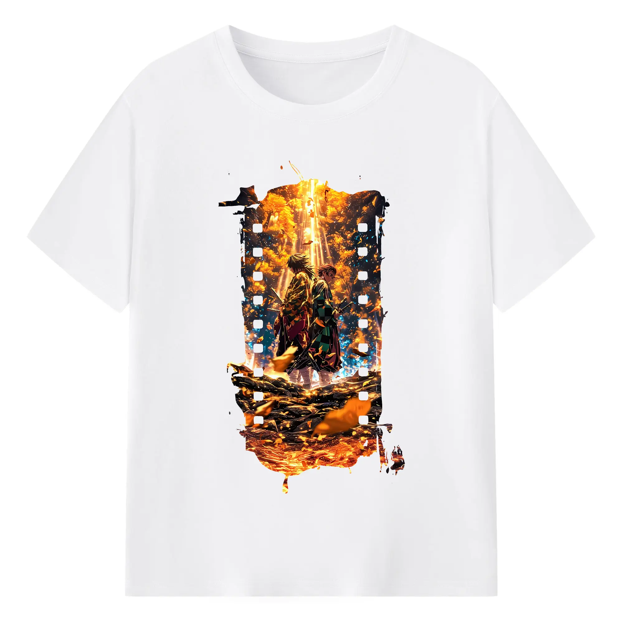 鬼滅の刃 グッズ,竈門 炭治郎 - 綿100％ 半袖Tシャツ ・ フロントプリント ・ 快適 通気性 ・ 日常使い 散歩 スポーツ用