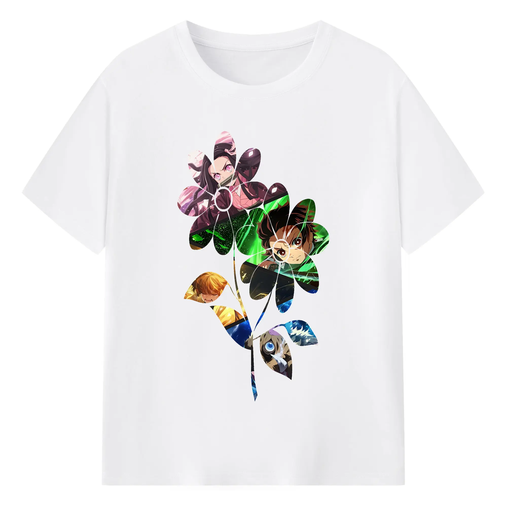 鬼滅の刃 グッズ,竈門 炭治郎 - 綿100％ 半袖Tシャツ ・ フロントプリント ・ 快適 通気性 ・ 日常使い 散歩 スポーツ用