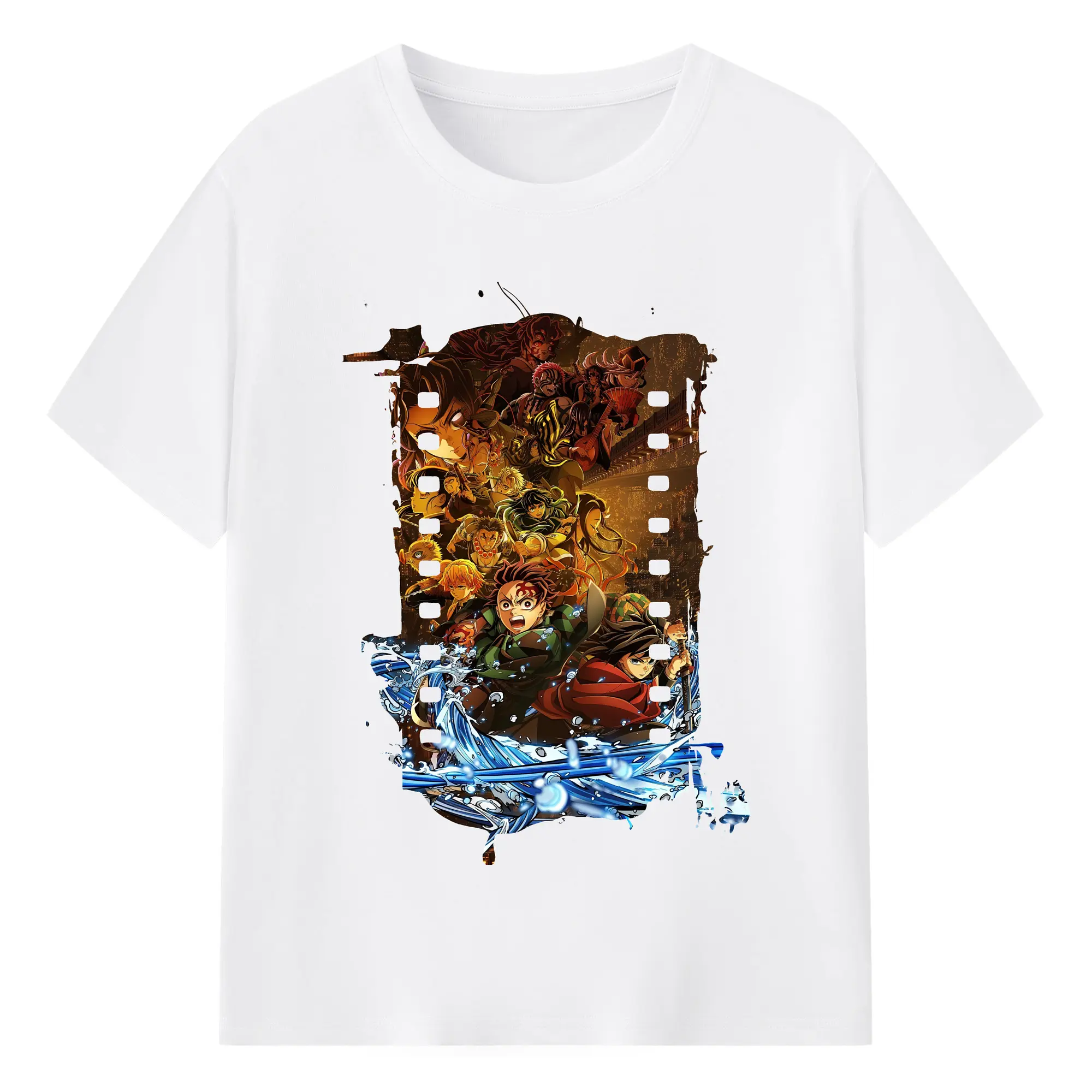 鬼滅の刃 グッズ,竈門 炭治郎 - 綿100％ 半袖Tシャツ ・ フロントプリント ・ 快適 通気性 ・ 日常使い 散歩 スポーツ用