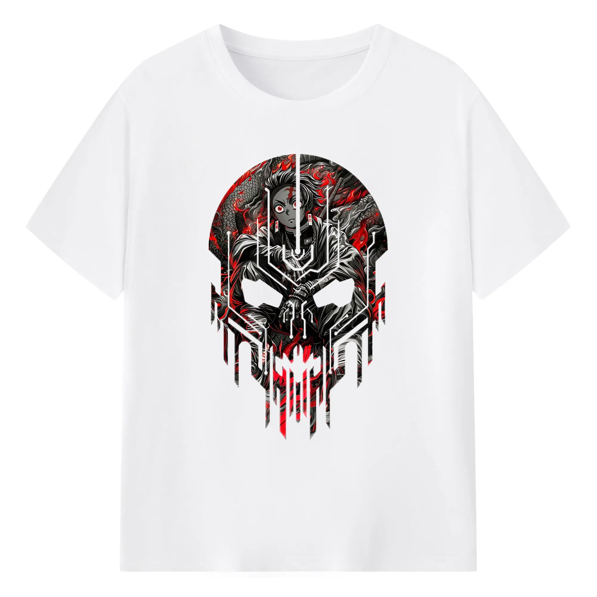 鬼滅の刃 グッズ,竈門 炭治郎 - 綿100％ 半袖Tシャツ ・ フロントプリント ・ 快適 通気性 ・ 日常使い 散歩 スポーツ用