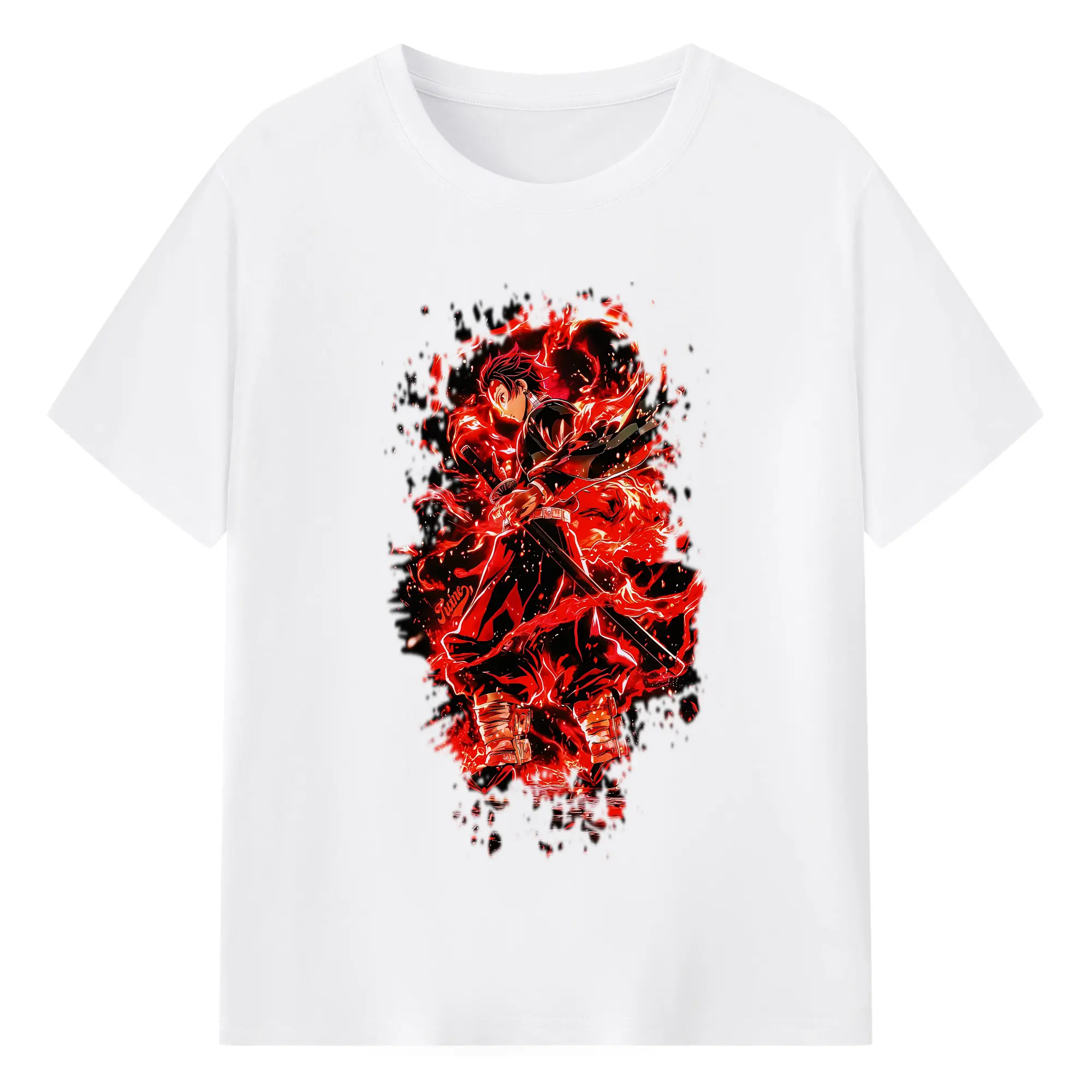 鬼滅の刃 グッズ,竈門 炭治郎 - 綿100％ 半袖Tシャツ ・ フロントプリント ・ 快適 通気性 ・ 日常使い 散歩 スポーツ用