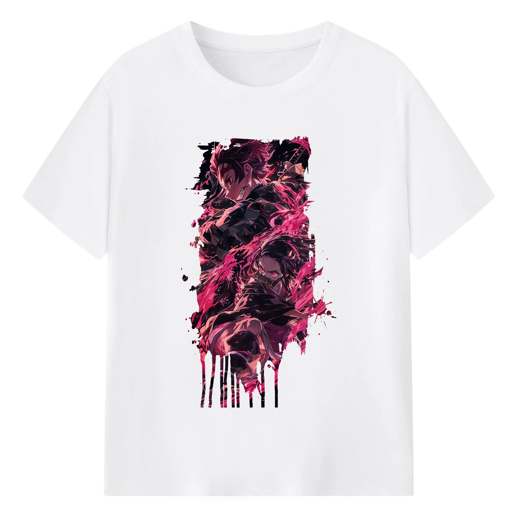 鬼滅の刃 グッズ,竈門 炭治郎 - 綿100％ 半袖Tシャツ ・ フロントプリント ・ 快適 通気性 ・ 日常使い 散歩 スポーツ用