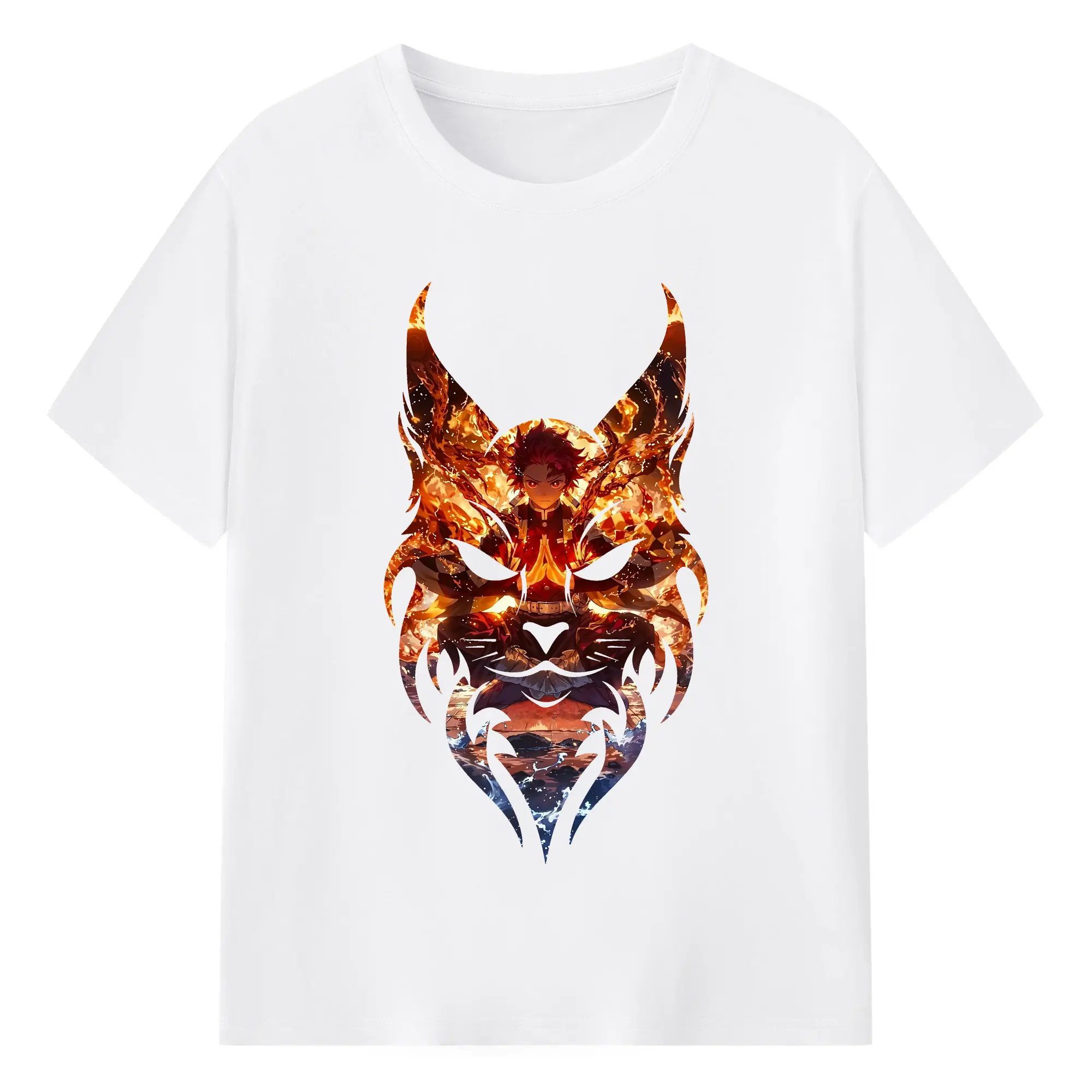 鬼滅の刃 グッズ,竈門 炭治郎 - 綿100％ 半袖Tシャツ ・ フロントプリント ・ 快適 通気性 ・ 日常使い 散歩 スポーツ用