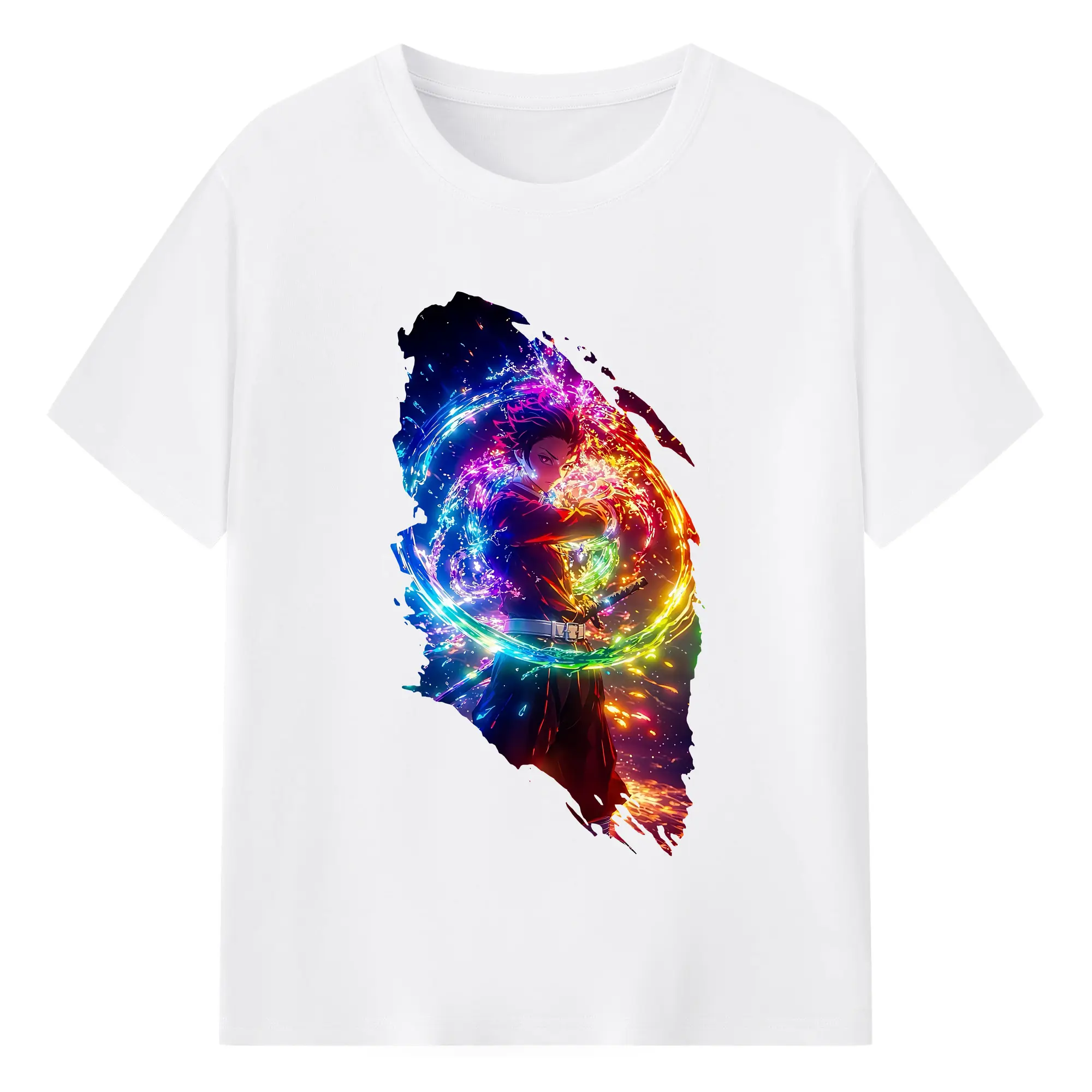 鬼滅の刃 グッズ,竈門 炭治郎 - 綿100％ 半袖Tシャツ ・ フロントプリント ・ 快適 通気性 ・ 日常使い 散歩 スポーツ用