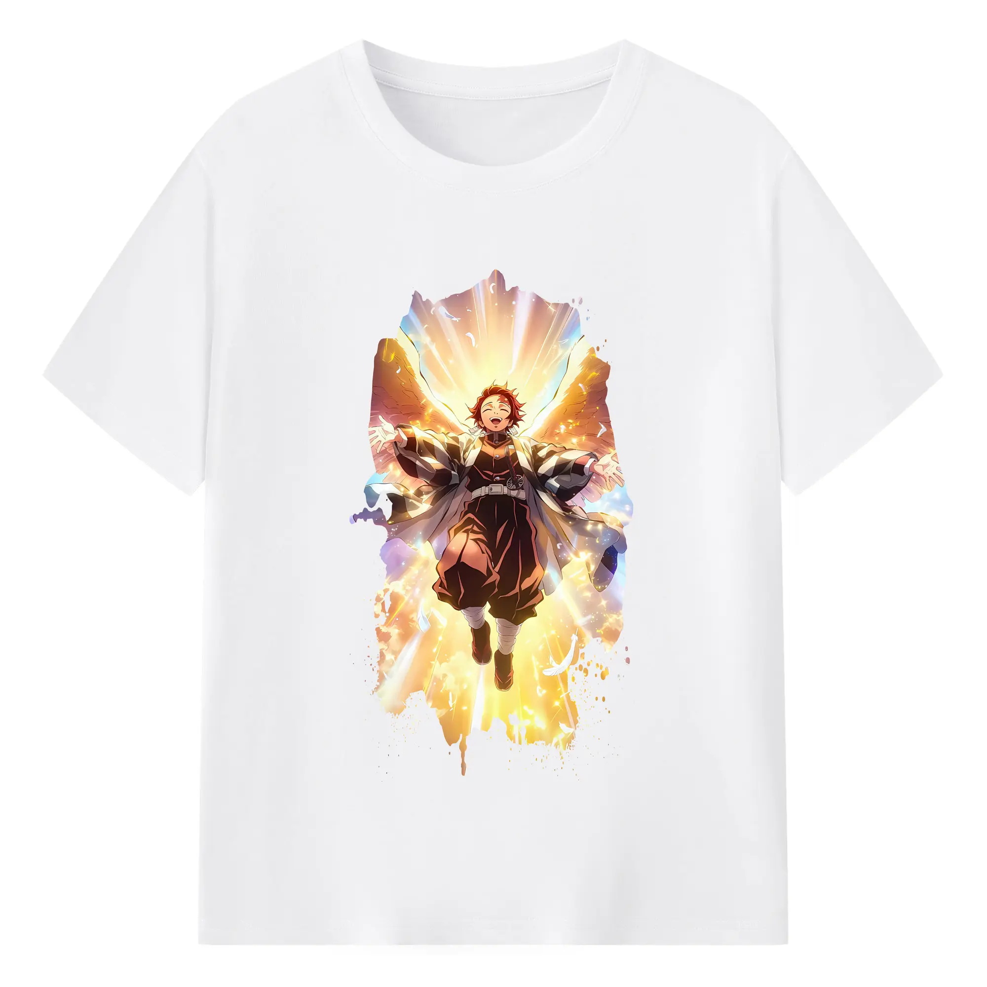 鬼滅の刃 グッズ,竈門 炭治郎 - 綿100％ 半袖Tシャツ ・ フロントプリント ・ 快適 通気性 ・ 日常使い 散歩 スポーツ用