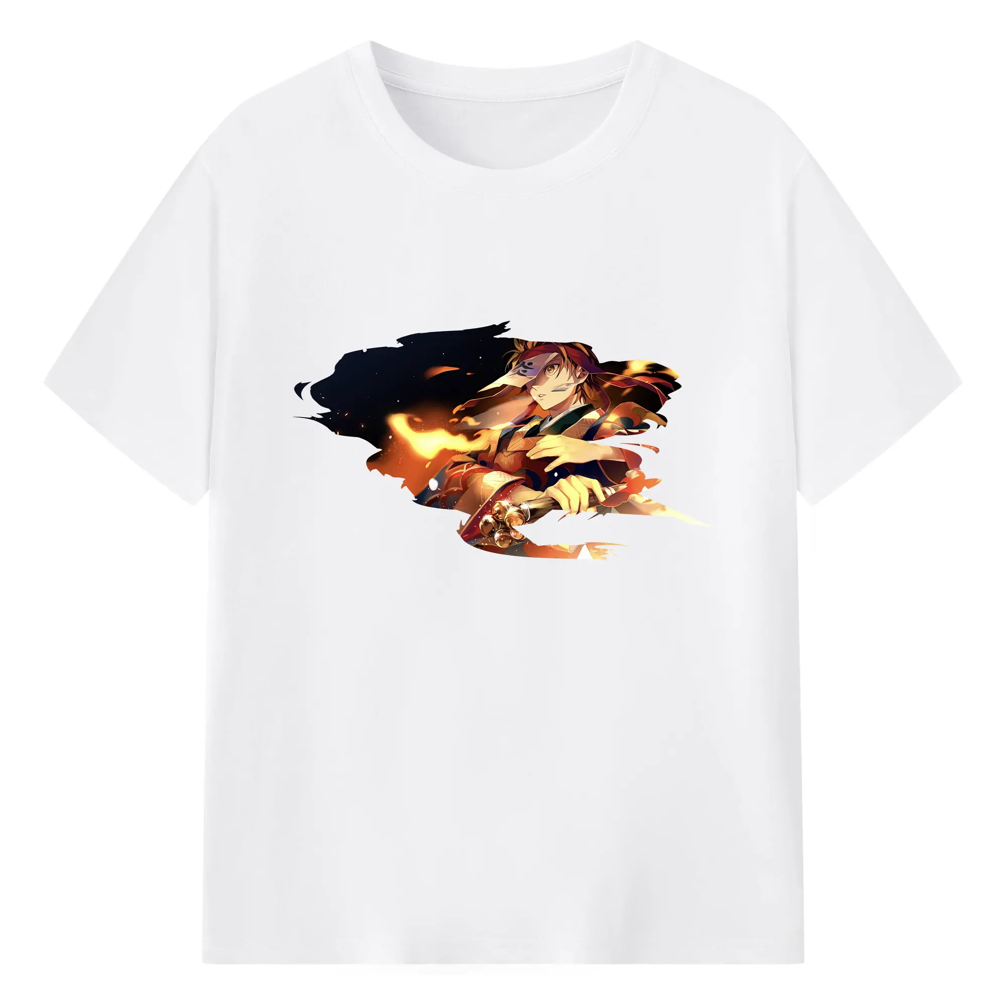 鬼滅の刃 グッズ,竈門 炭治郎 - 綿100％ 半袖Tシャツ ・ フロントプリント ・ 快適 通気性 ・ 日常使い 散歩 スポーツ用