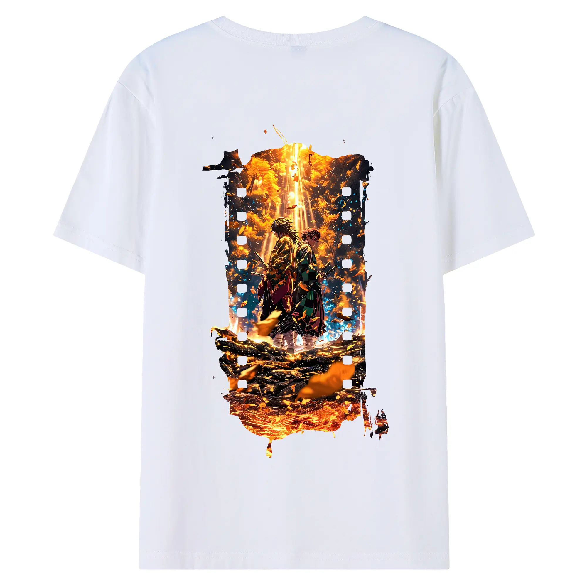 鬼滅の刃 グッズ,竈門 炭治郎 - 綿100％ 半袖Tシャツ ・ バックプリント ・ 快適 通気性 ・ 日常使い 散歩 スポーツ用