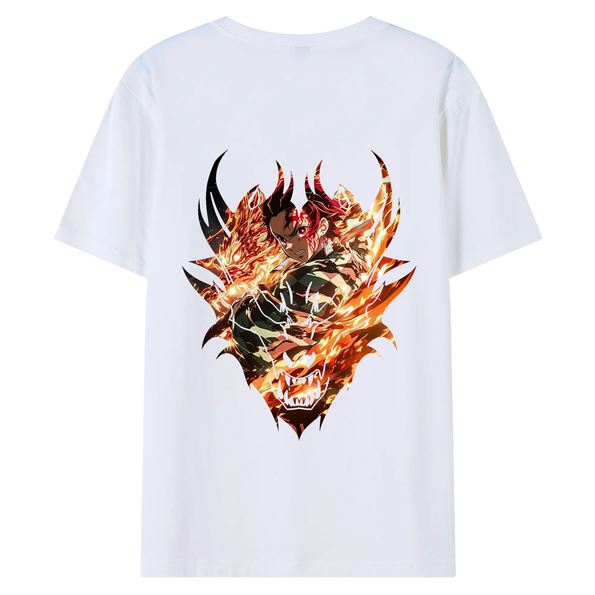 鬼滅の刃 グッズ,竈門 炭治郎 - 綿100％ 半袖Tシャツ ・ バックプリント ・ 快適 通気性 ・ 日常使い 散歩 スポーツ用