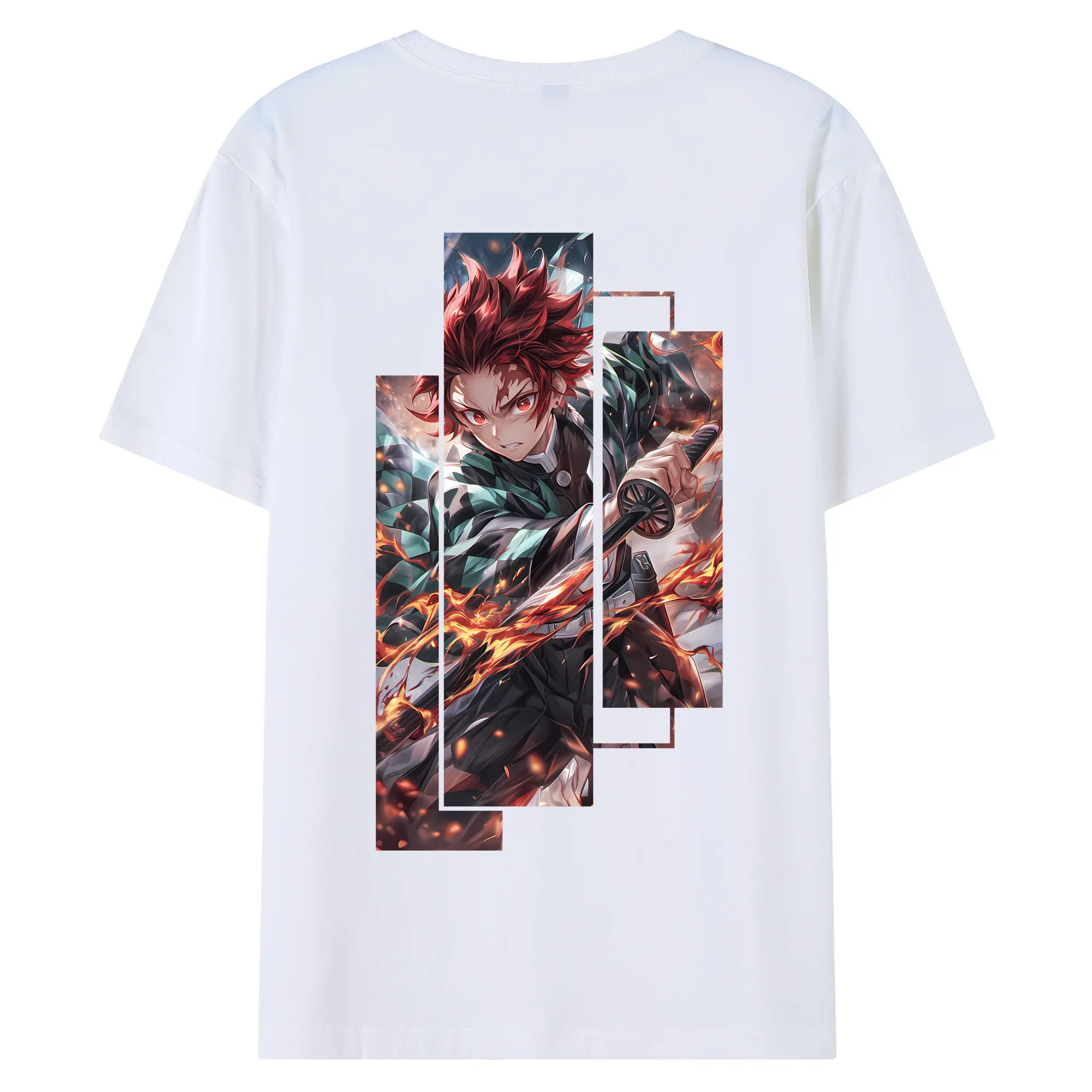 鬼滅の刃 グッズ,竈門 炭治郎 - 綿100％ 半袖Tシャツ ・ バックプリント ・ 快適 通気性 ・ 日常使い 散歩 スポーツ用