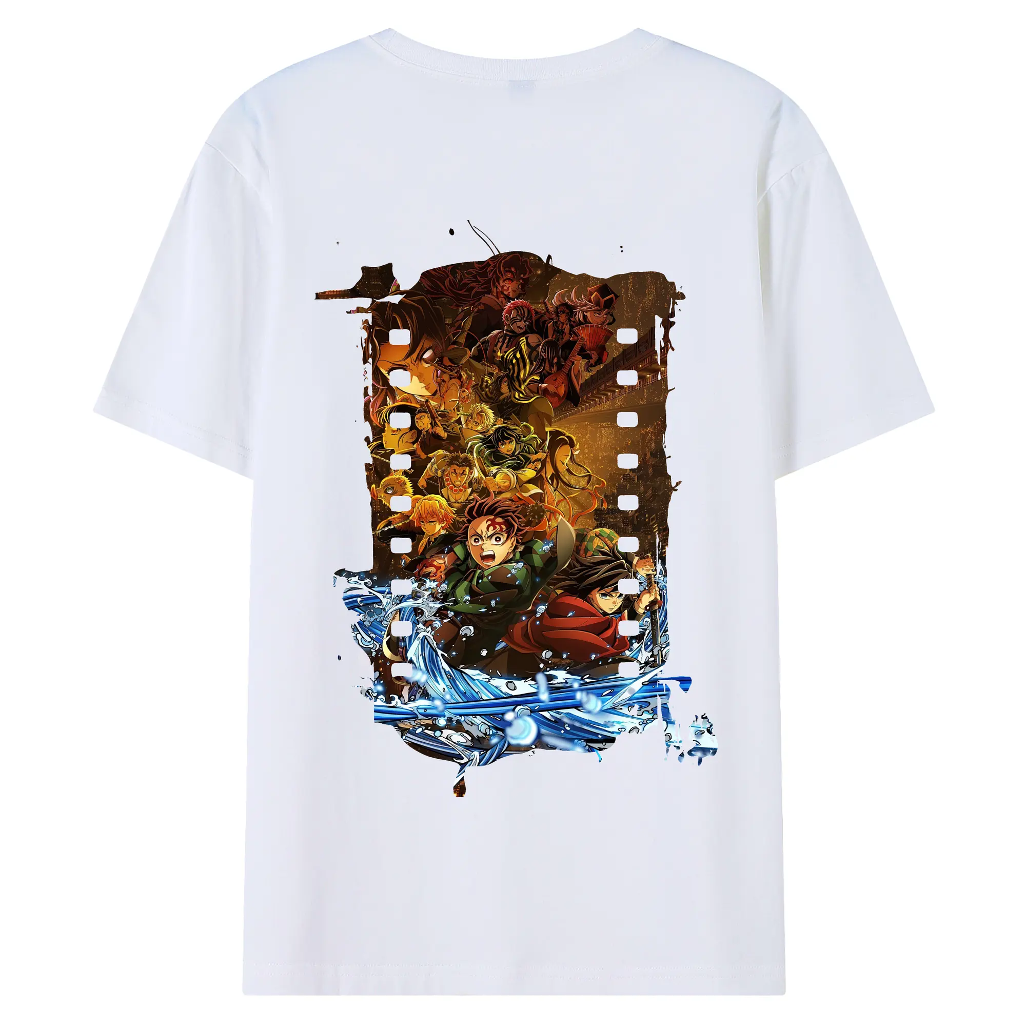 鬼滅の刃 グッズ,竈門 炭治郎 - 綿100％ 半袖Tシャツ ・ バックプリント ・ 快適 通気性 ・ 日常使い 散歩 スポーツ用