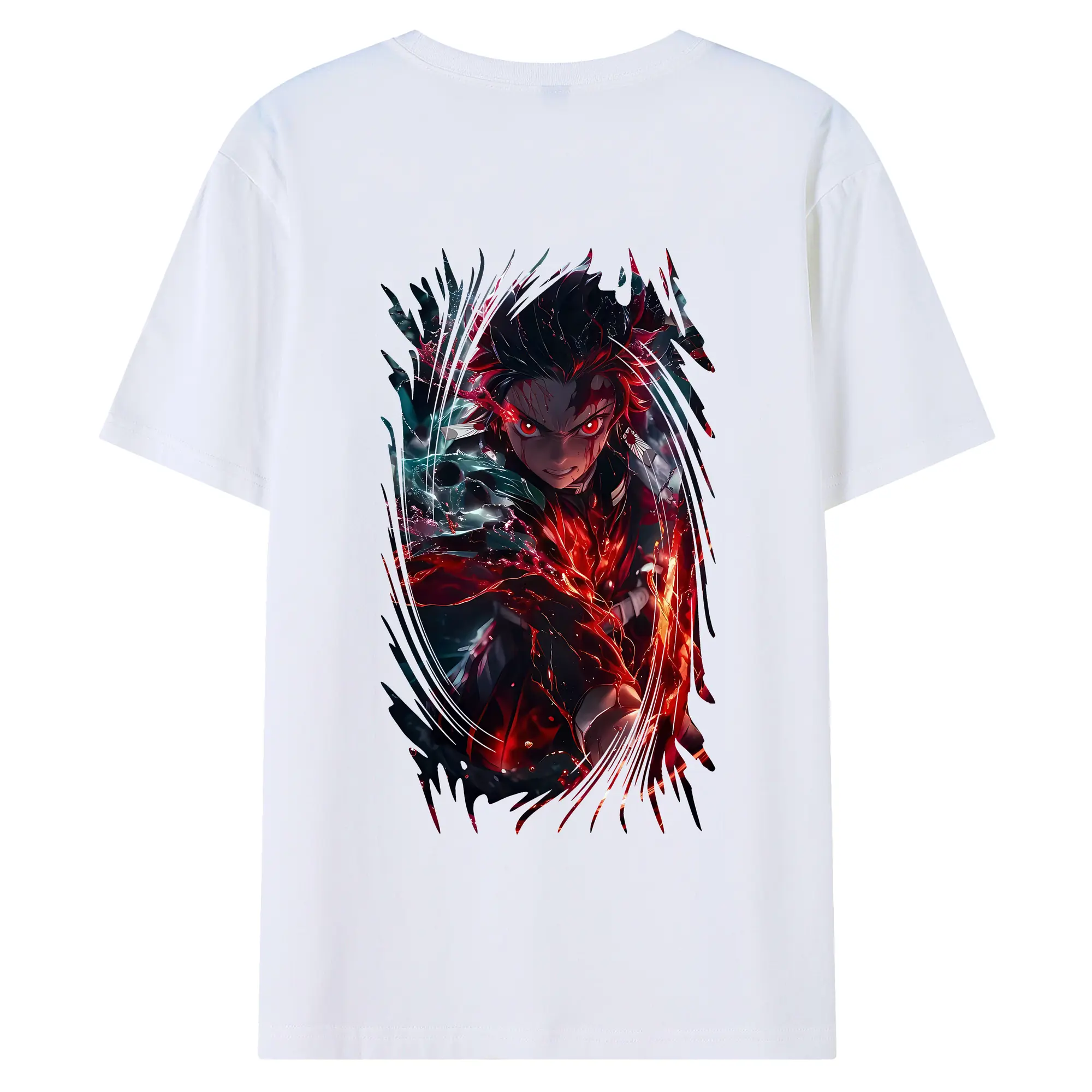 鬼滅の刃 グッズ,竈門 炭治郎 - 綿100％ 半袖Tシャツ ・ バックプリント ・ 快適 通気性 ・ 日常使い 散歩 スポーツ用