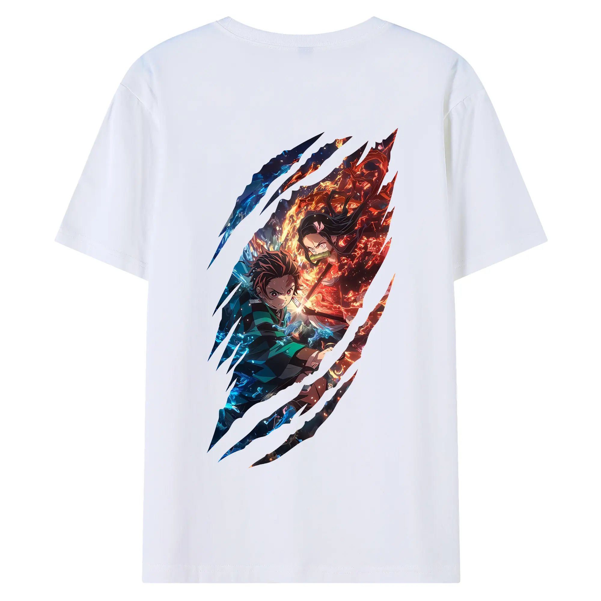 鬼滅の刃 グッズ,竈門 炭治郎 - 綿100％ 半袖Tシャツ ・ バックプリント ・ 快適 通気性 ・ 日常使い 散歩 スポーツ用