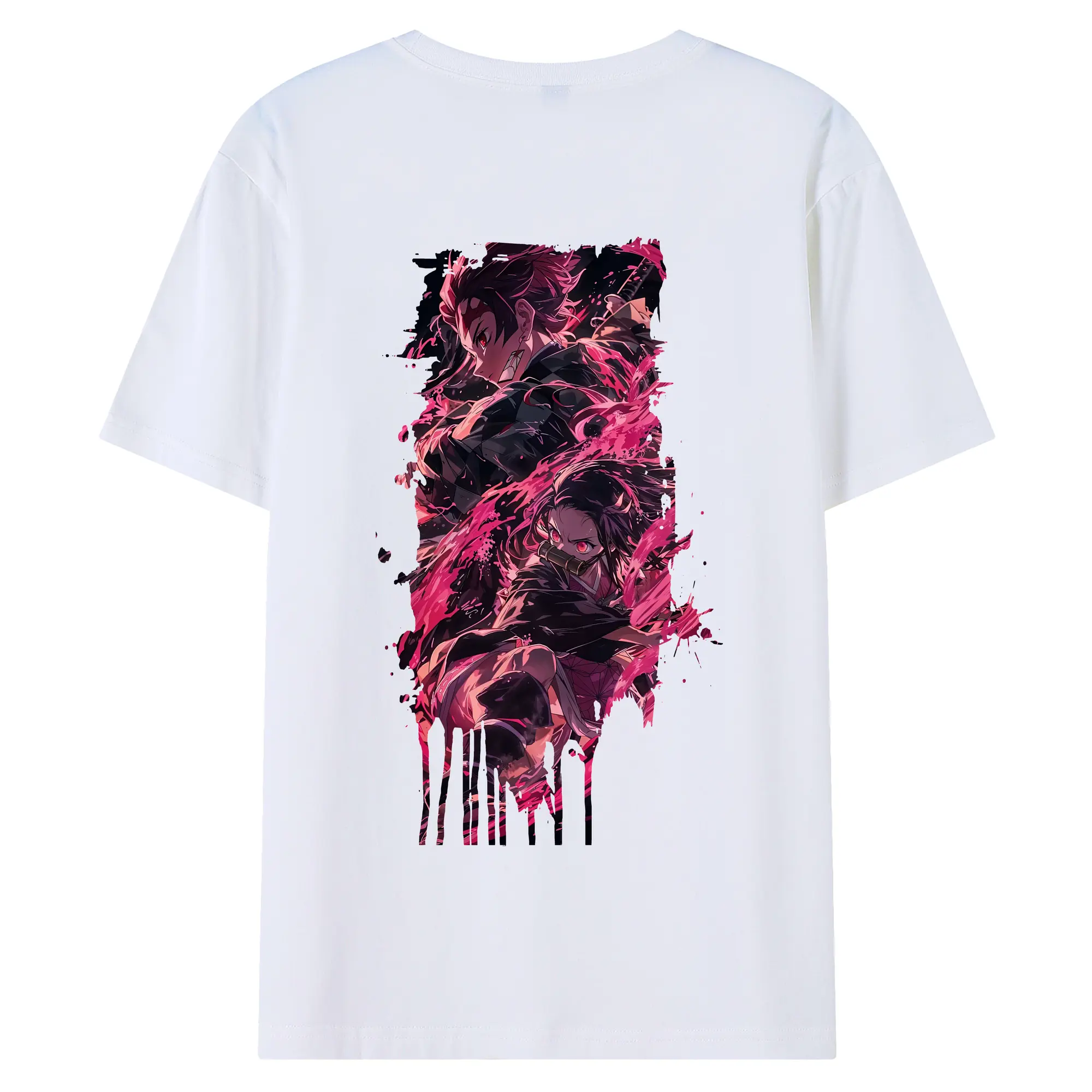 鬼滅の刃 グッズ,竈門 炭治郎 - 綿100％ 半袖Tシャツ ・ バックプリント ・ 快適 通気性 ・ 日常使い 散歩 スポーツ用