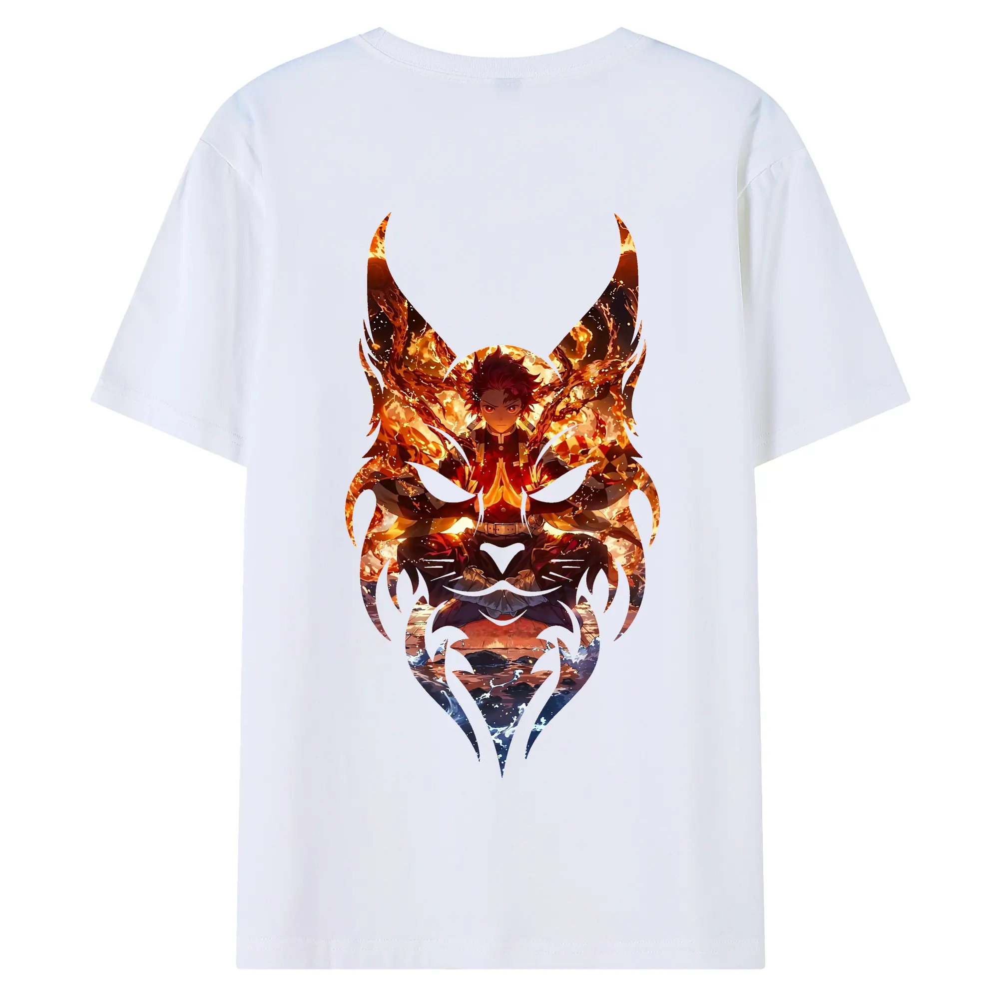 鬼滅の刃 グッズ,竈門 炭治郎 - 綿100％ 半袖Tシャツ ・ バックプリント ・ 快適 通気性 ・ 日常使い 散歩 スポーツ用