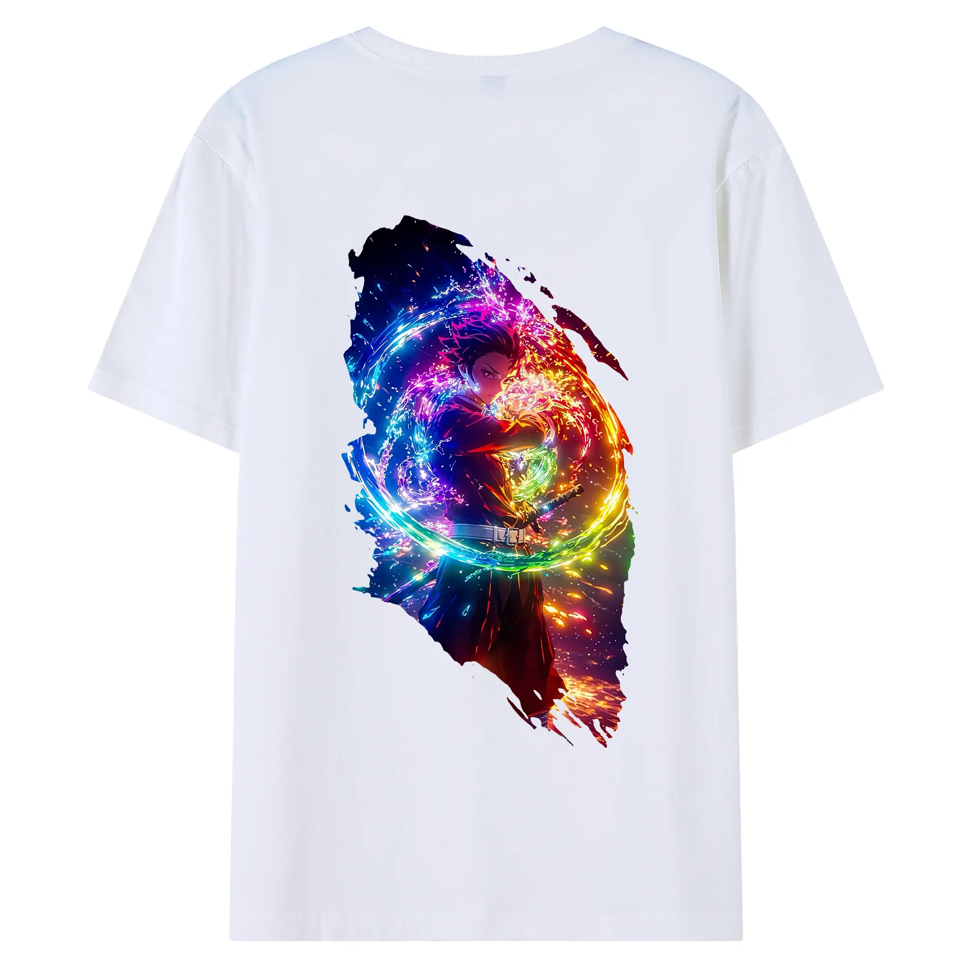 鬼滅の刃 グッズ,竈門 炭治郎 - 綿100％ 半袖Tシャツ ・ バックプリント ・ 快適 通気性 ・ 日常使い 散歩 スポーツ用