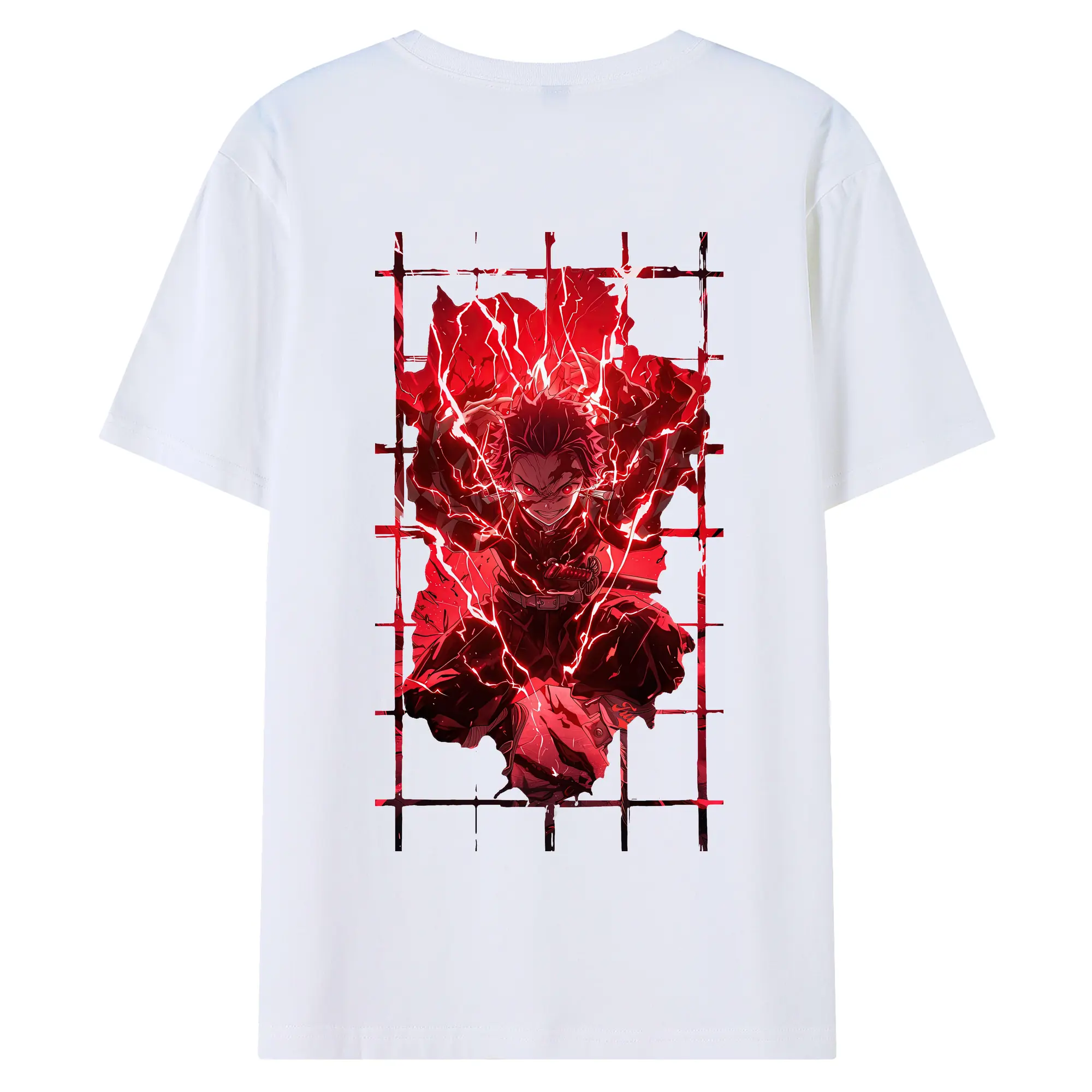 鬼滅の刃 グッズ,竈門 炭治郎 - 綿100％ 半袖Tシャツ ・ バックプリント ・ 快適 通気性 ・ 日常使い 散歩 スポーツ用