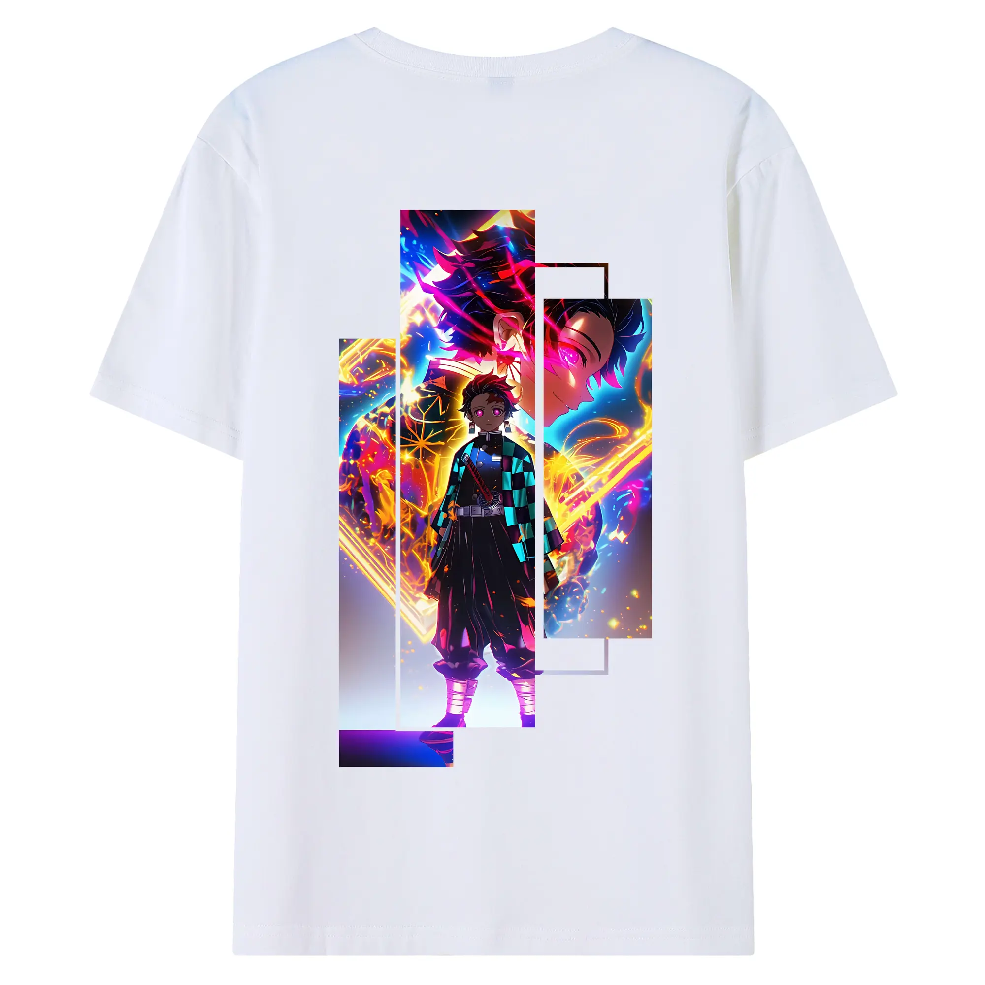 鬼滅の刃 グッズ,竈門 炭治郎 - 綿100％ 半袖Tシャツ ・ バックプリント ・ 快適 通気性 ・ 日常使い 散歩 スポーツ用