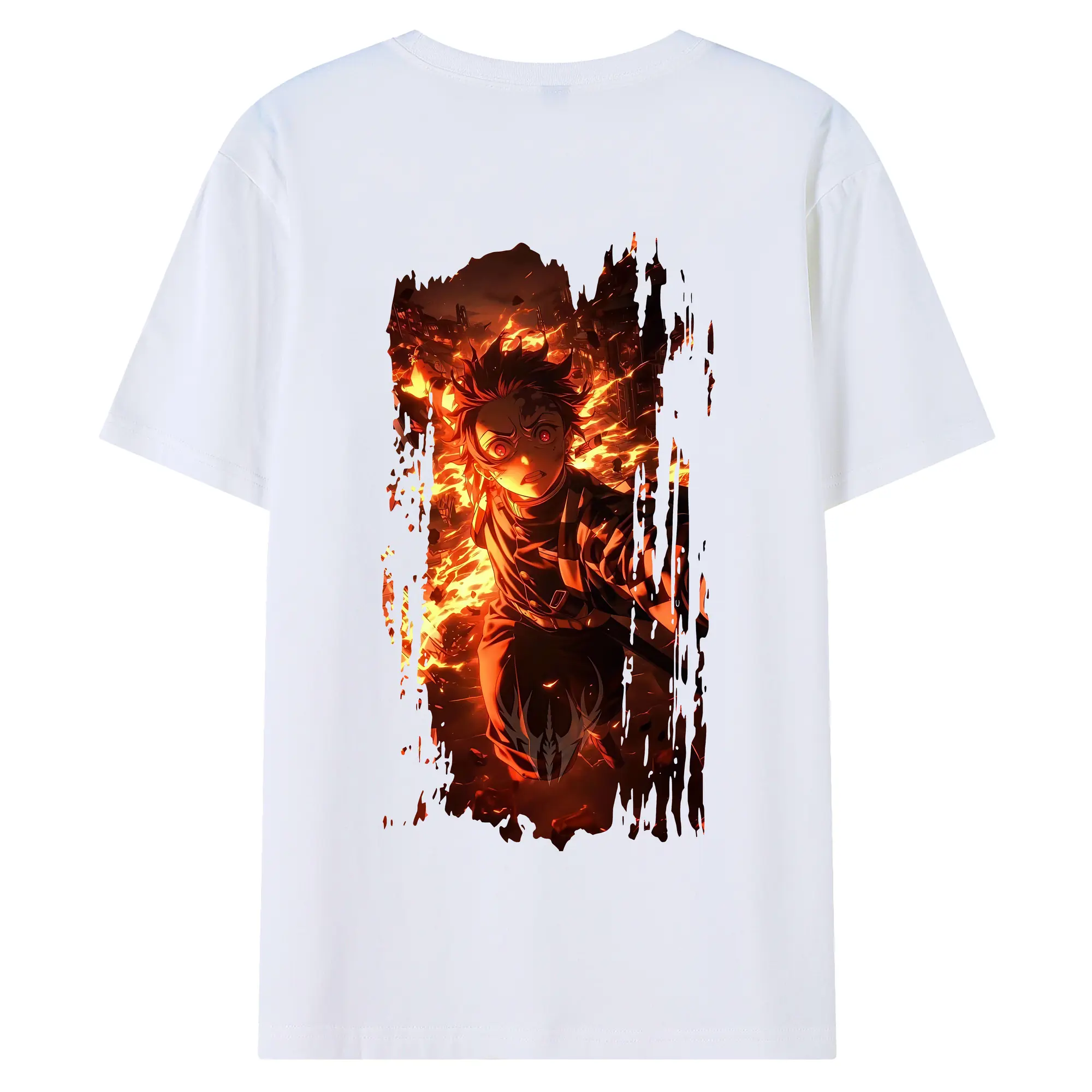 鬼滅の刃 グッズ,竈門 炭治郎 - 綿100％ 半袖Tシャツ ・ バックプリント ・ 快適 通気性 ・ 日常使い 散歩 スポーツ用