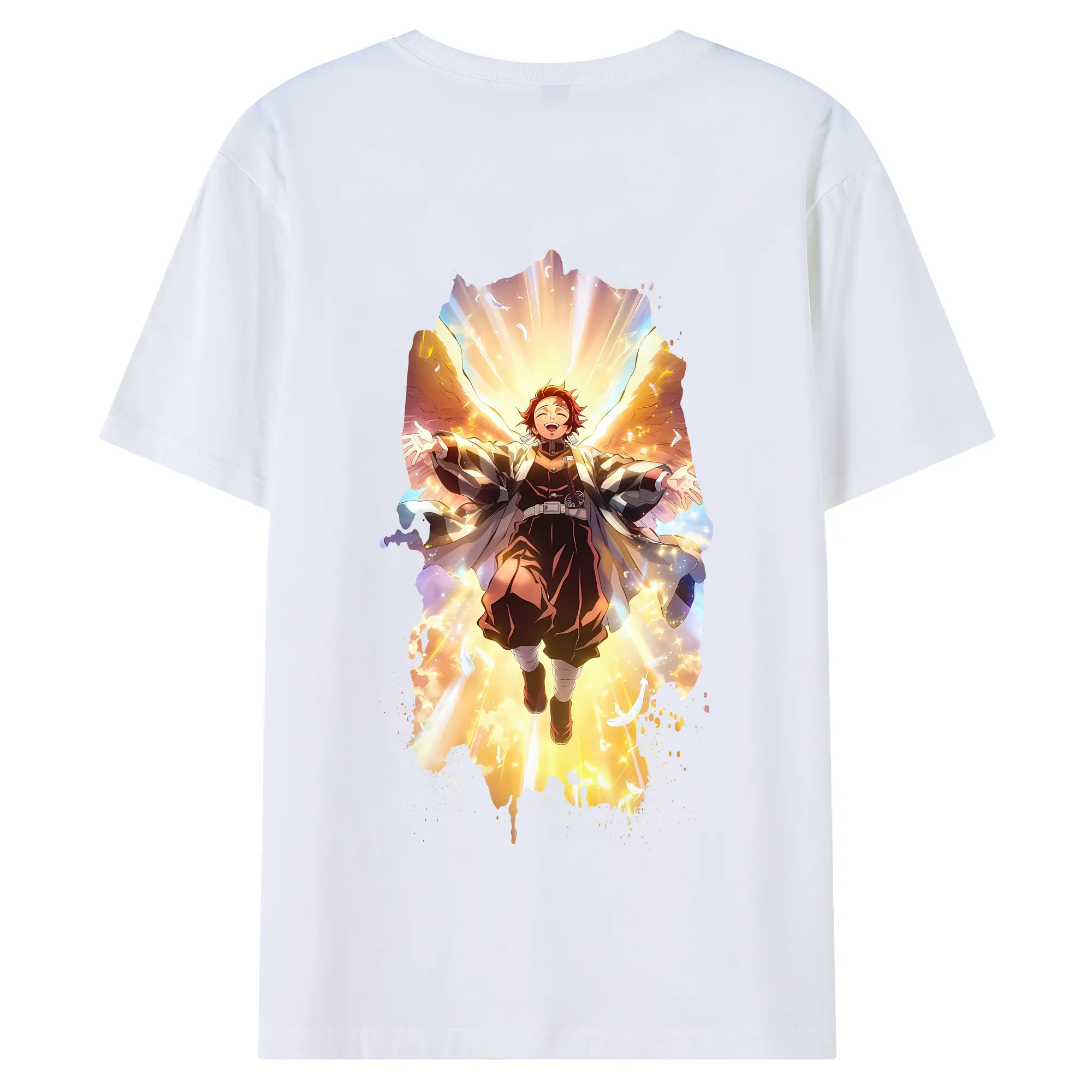 鬼滅の刃 グッズ,竈門 炭治郎 - 綿100％ 半袖Tシャツ ・ バックプリント ・ 快適 通気性 ・ 日常使い 散歩 スポーツ用