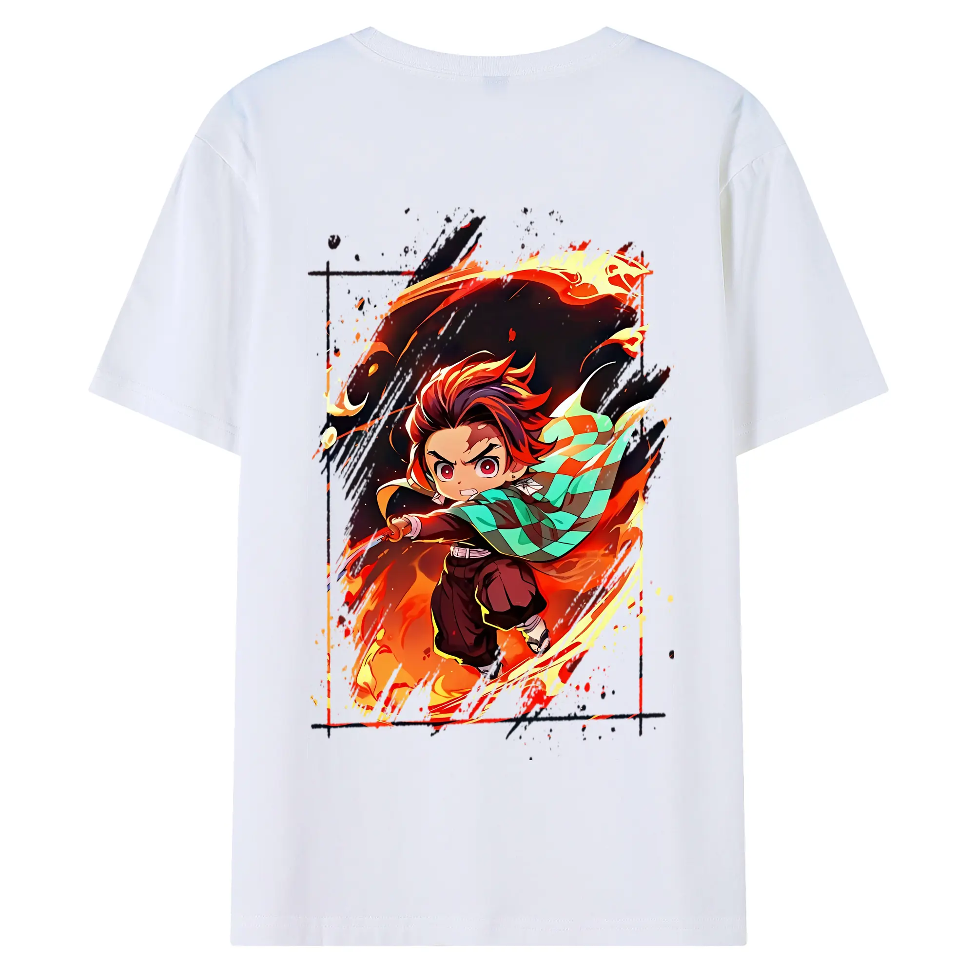 鬼滅の刃 グッズ,竈門 炭治郎 - 綿100％ 半袖Tシャツ ・ バックプリント ・ 快適 通気性 ・ 日常使い 散歩 スポーツ用