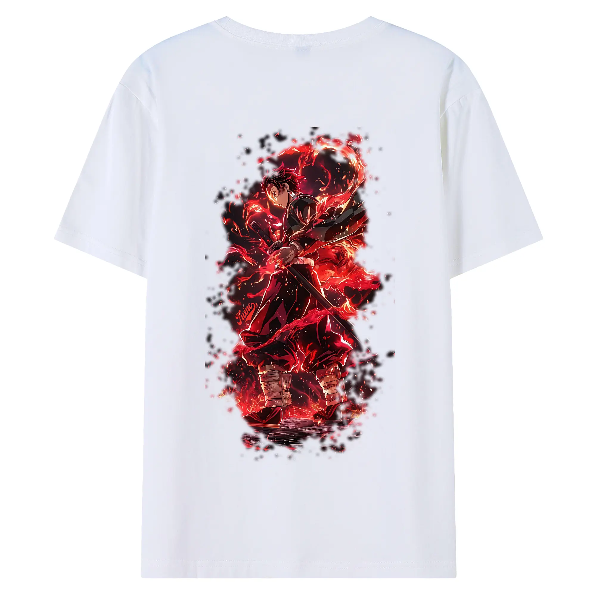 鬼滅の刃 グッズ,竈門 炭治郎 - 綿100％ 半袖Tシャツ ・ バックプリント ・ 快適 通気性 ・ 日常使い 散歩 スポーツ用