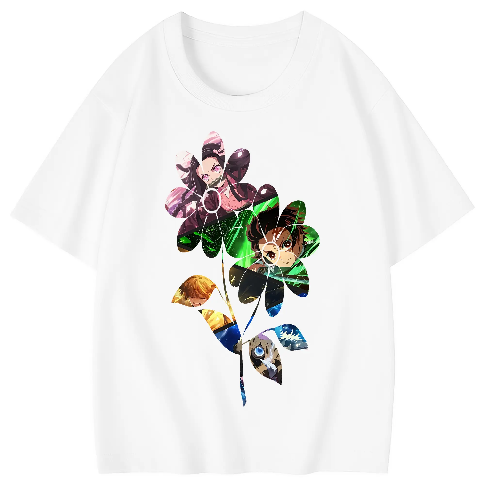 鬼滅の刃 グッズ,竈門 炭治郎 - 綿100％ キッズTシャツ ・ フロントプリント ・ 快適 通気性 ・ スポーツ カジュアル 散歩用