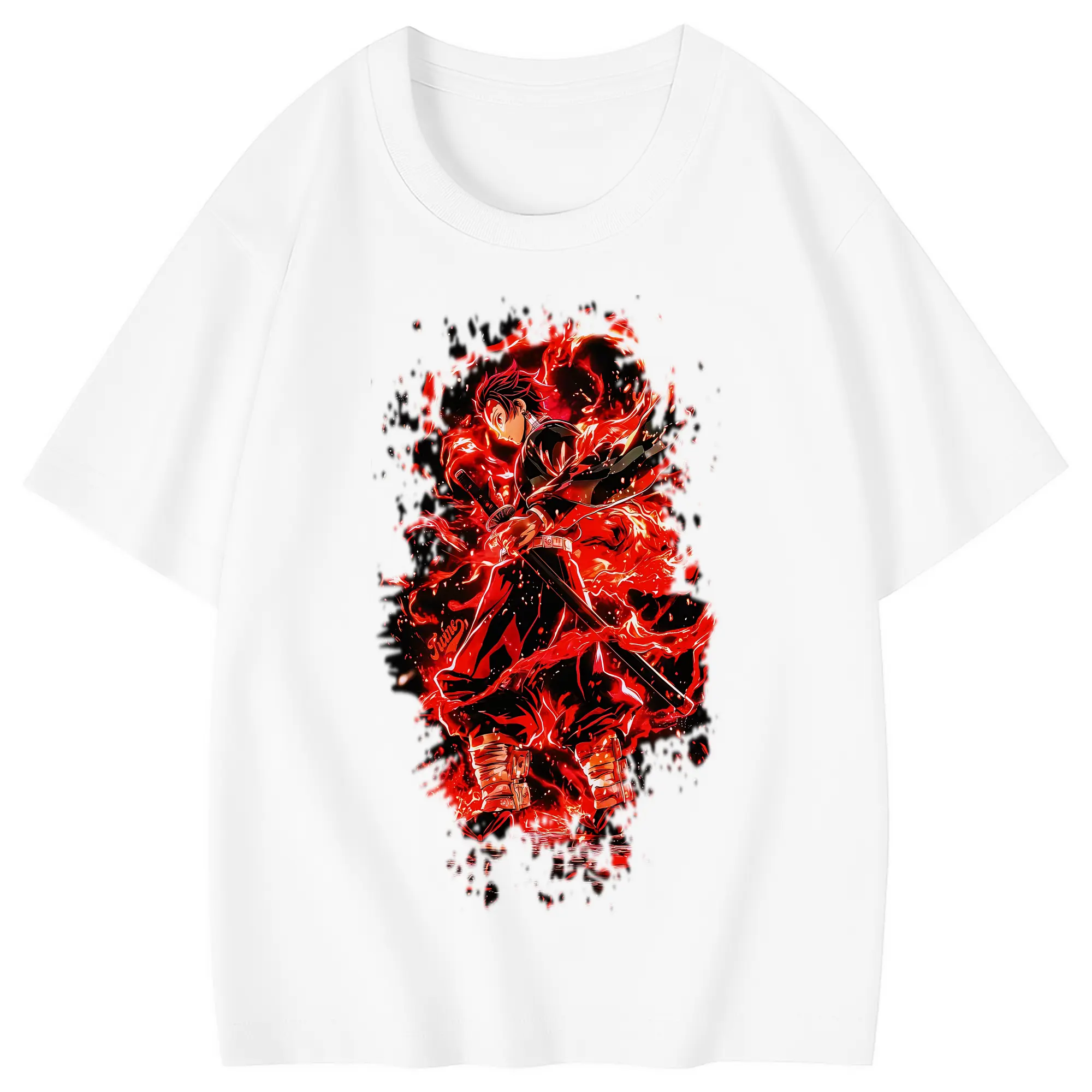 鬼滅の刃 グッズ,竈門 炭治郎 - 綿100％ キッズTシャツ ・ フロントプリント ・ 快適 通気性 ・ スポーツ カジュアル 散歩用