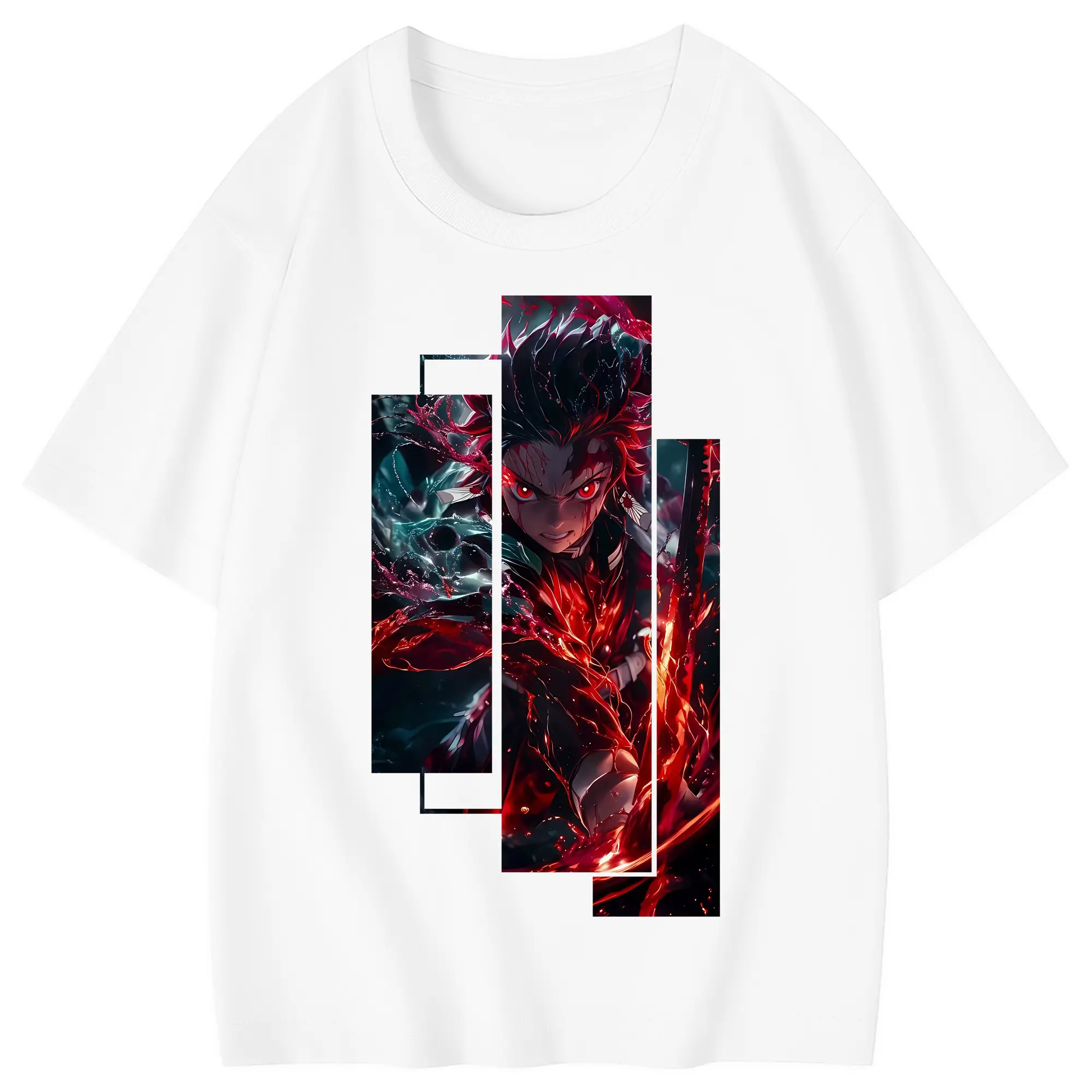 鬼滅の刃 グッズ,竈門 炭治郎 - 綿100％ キッズTシャツ ・ フロントプリント ・ 快適 通気性 ・ スポーツ カジュアル 散歩用