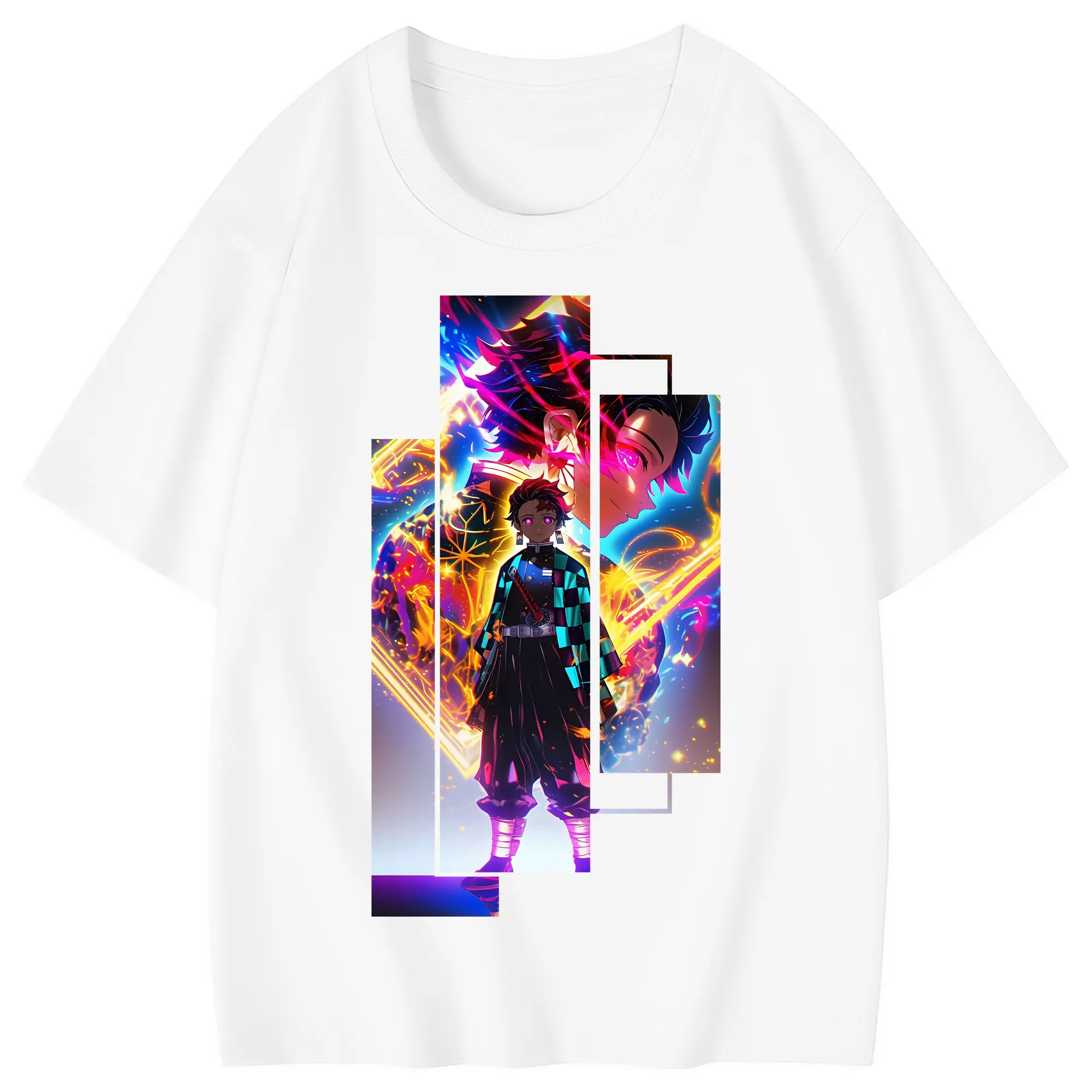 鬼滅の刃 グッズ,竈門 炭治郎 - 綿100％ キッズTシャツ ・ フロントプリント ・ 快適 通気性 ・ スポーツ カジュアル 散歩用