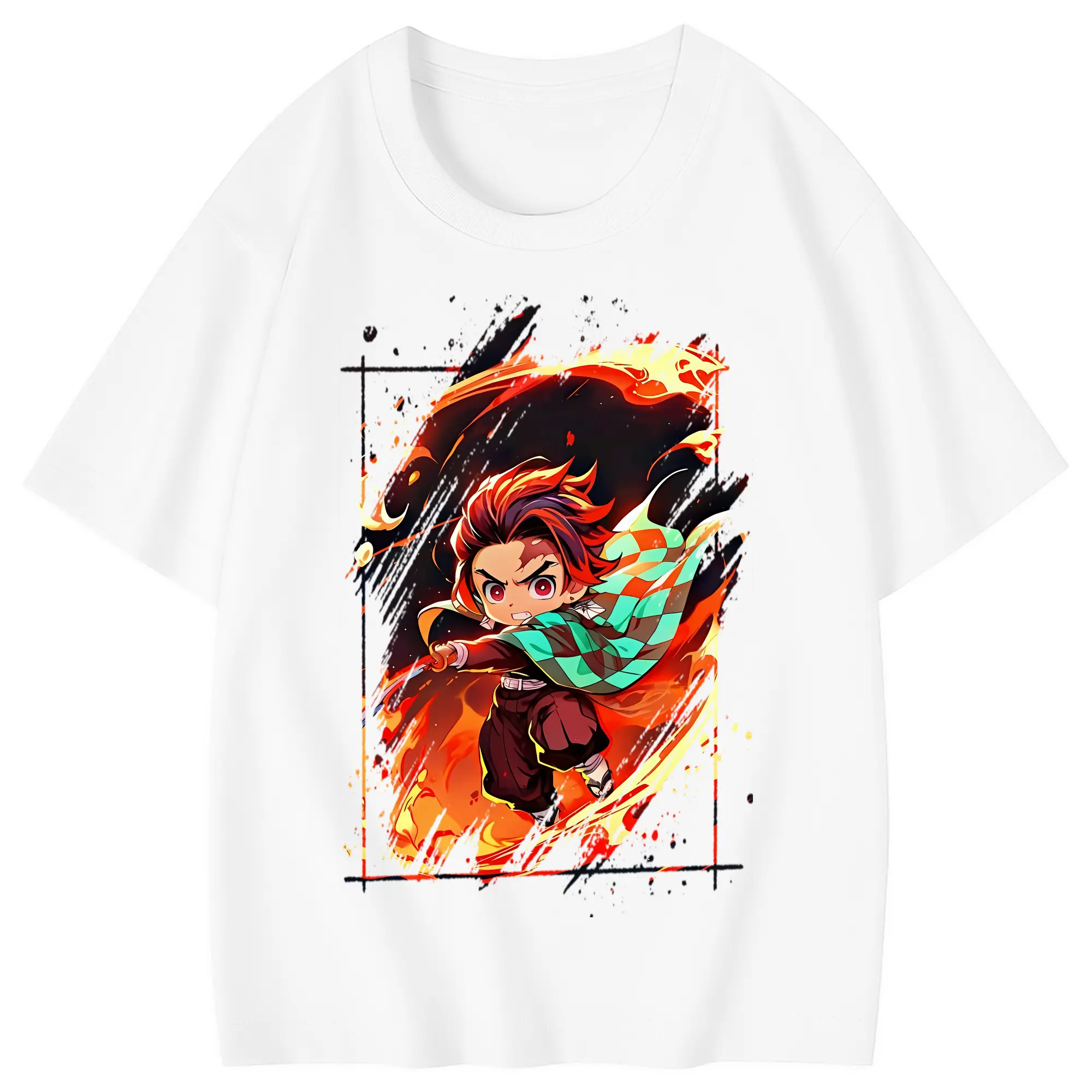 鬼滅の刃 グッズ,竈門 炭治郎 - 綿100％ キッズTシャツ ・ フロントプリント ・ 快適 通気性 ・ スポーツ カジュアル 散歩用