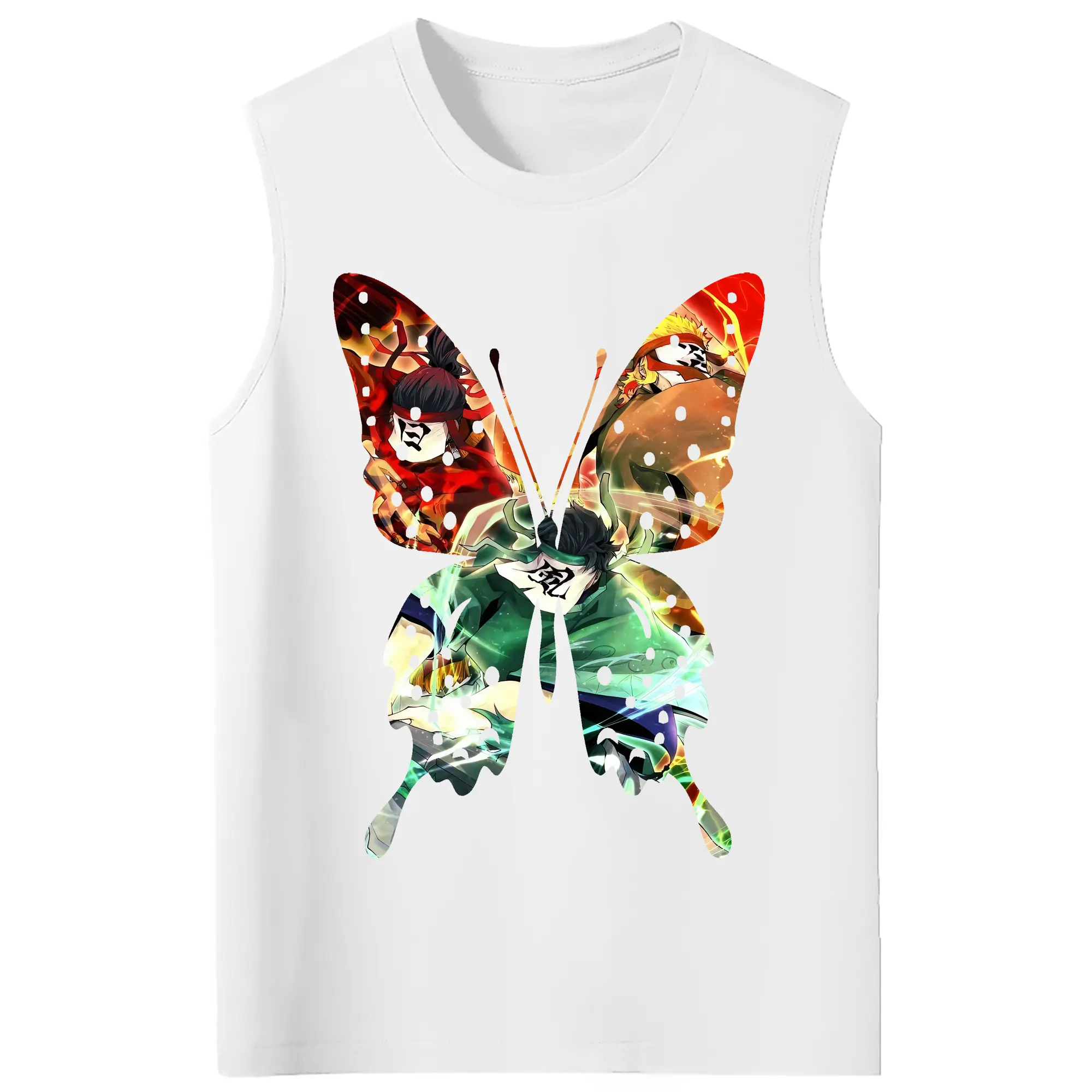 鬼滅の刃 グッズ,竈門 炭治郎 - コットン100％ タンクトップ ・ フロントプリント ・ タイトフィット ・ 快適 通気性 ・ スポーツ カジュアル 散歩用
