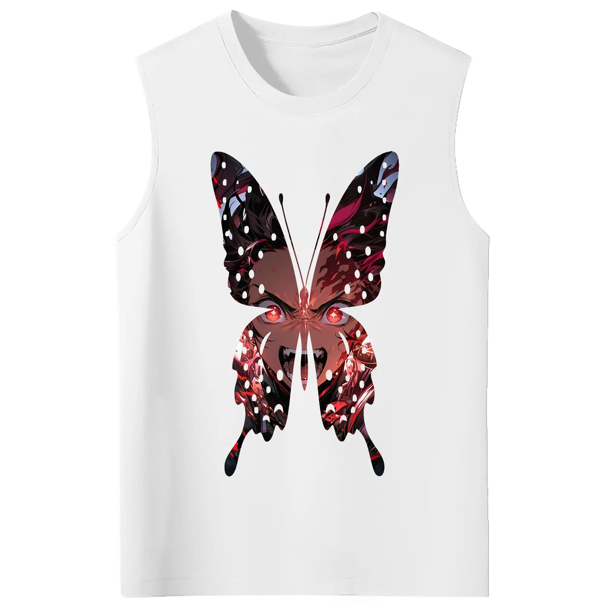 鬼滅の刃 グッズ,竈門 炭治郎 - コットン100％ タンクトップ ・ フロントプリント ・ タイトフィット ・ 快適 通気性 ・ スポーツ カジュアル 散歩用