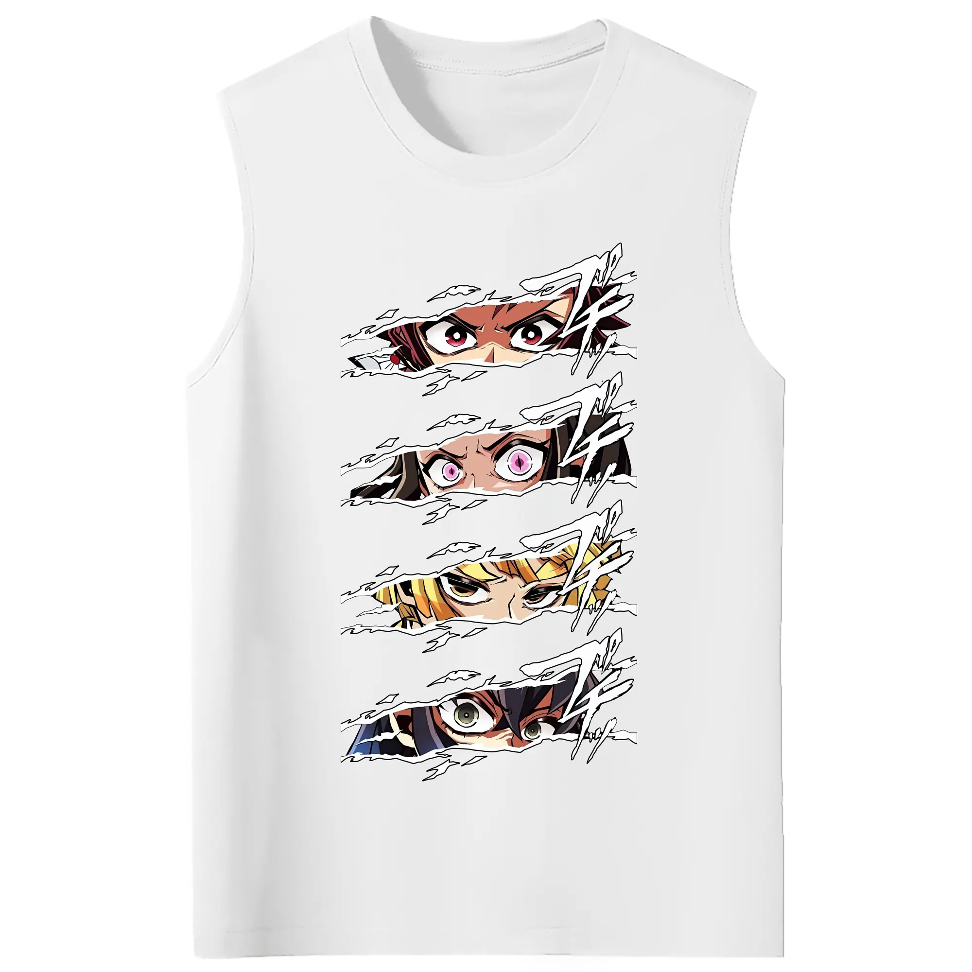 鬼滅の刃 グッズ,竈門 炭治郎 - コットン100％ タンクトップ ・ フロントプリント ・ タイトフィット ・ 快適 通気性 ・ スポーツ カジュアル 散歩用