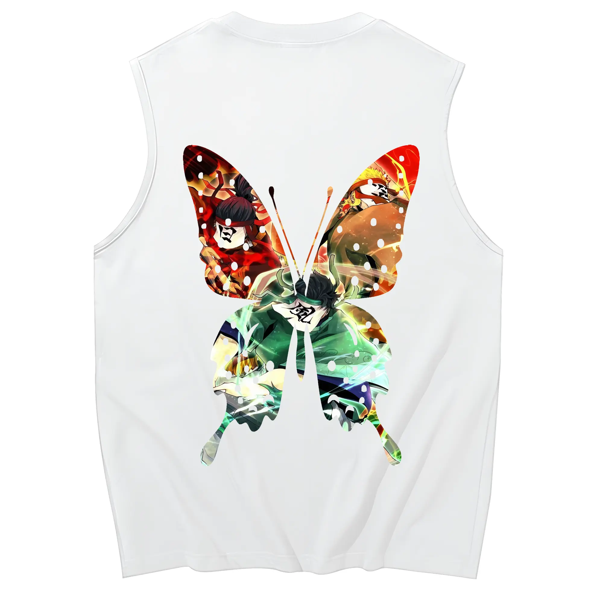 鬼滅の刃 グッズ,竈門 炭治郎 - コットン100％ タンクトップ ・ 背面プリント ・ タイトシルエット ・ 快適 通気性 ・ スポーツ カジュアル 散歩用
