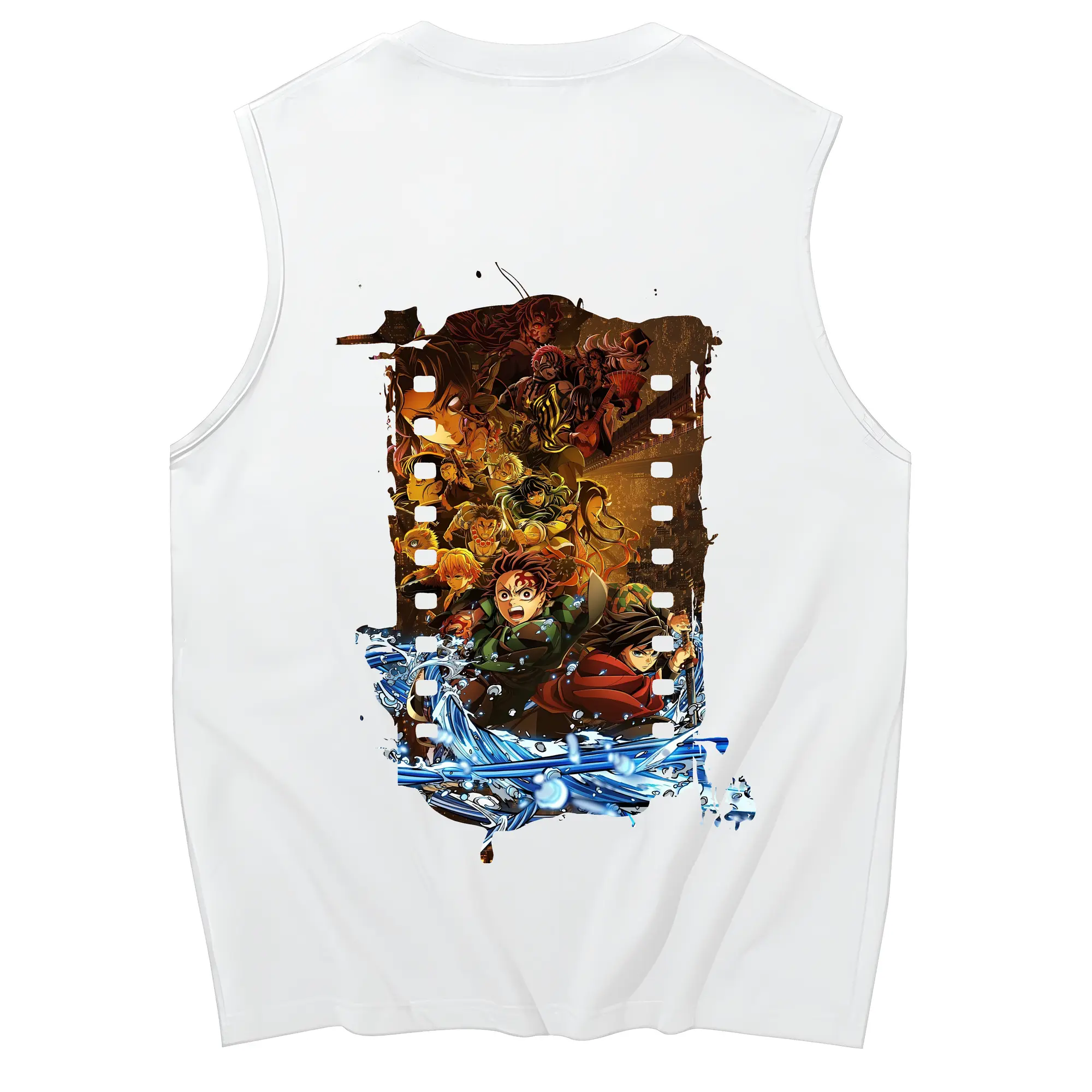 鬼滅の刃 グッズ,竈門 炭治郎 - コットン100％ タンクトップ ・ 背面プリント ・ タイトシルエット ・ 快適 通気性 ・ スポーツ カジュアル 散歩用